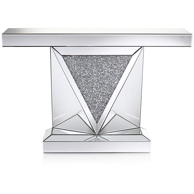 Milla 47 1/2&quot; Wide Geometric-Cut Mirrored Console Table more views