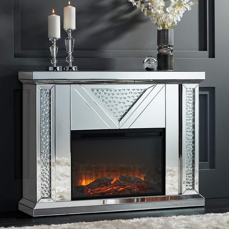 Milla 47 1/4&quot; Wide Mirrored Electric Fireplace