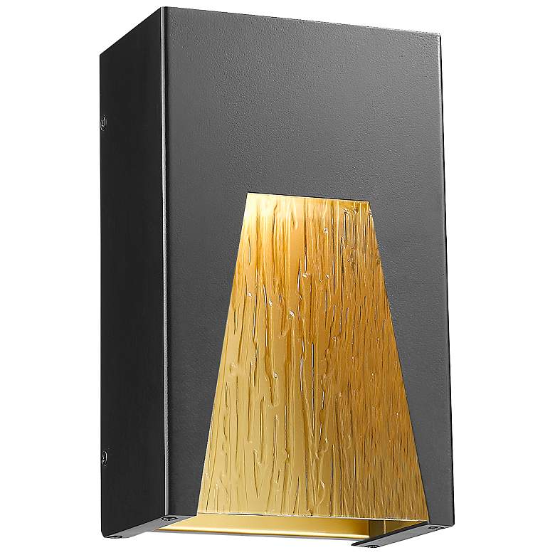 Millenial 10&quot; High Black and Gold LED Outdoor Wall Light
