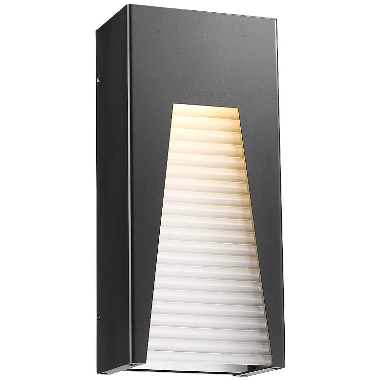 Image 1 Millenial 13 1/4"H Black Ribbed Glass LED Outdoor Wall Light