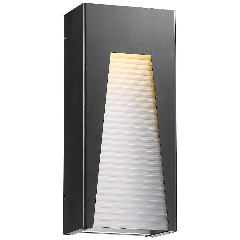 Image 1 Millenial 18 inchH Black Frosted Ribbed LED Outdoor Wall Light
