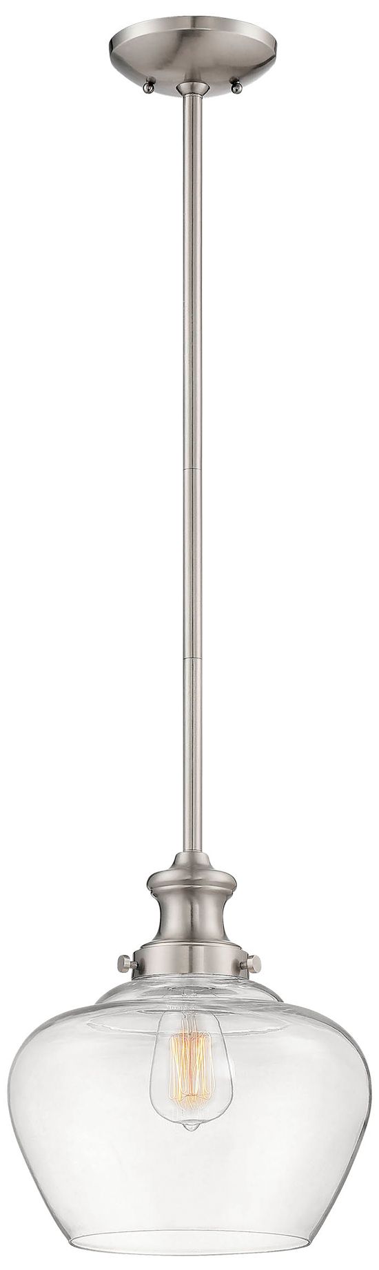 Millennium 1-Light 11" Brushed Nickel Pendant with Glass Shade