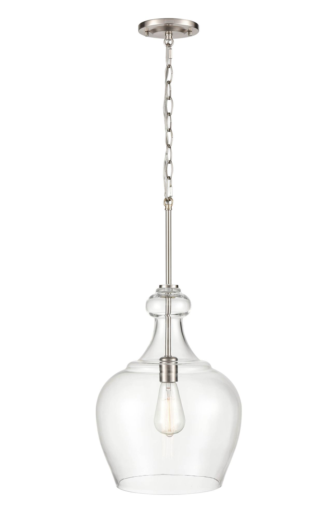 Image 4 Millennium 1-Light 11" Brushed Nickel Pendant with Glass Shade more views