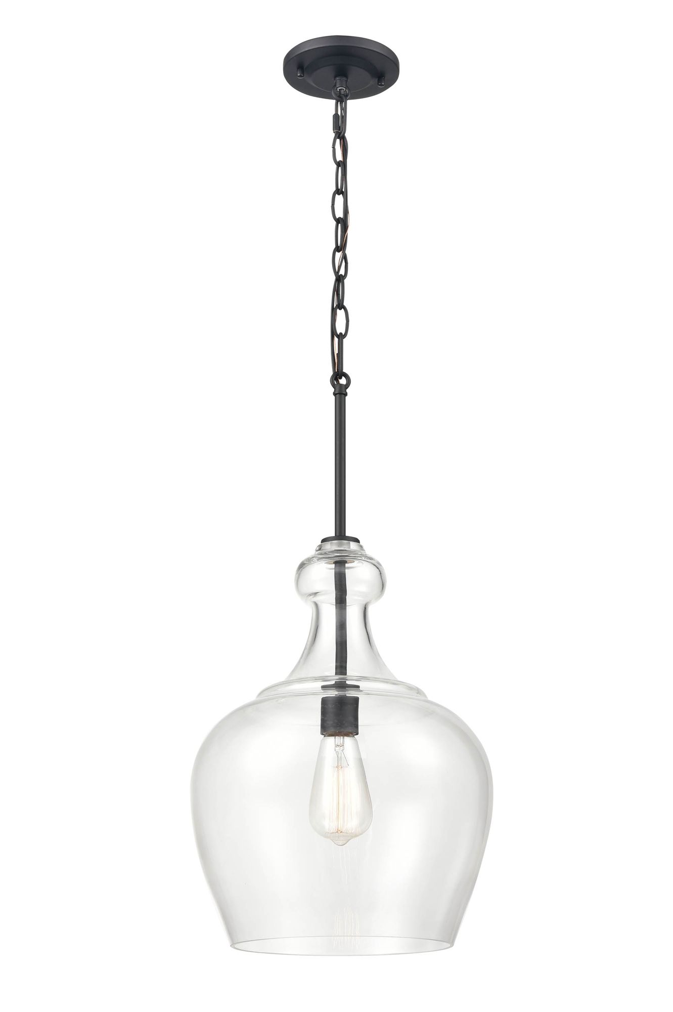 Image 4 Millennium 1-Light 12" Rubbed Bronze Pendant with Glass Shade more views