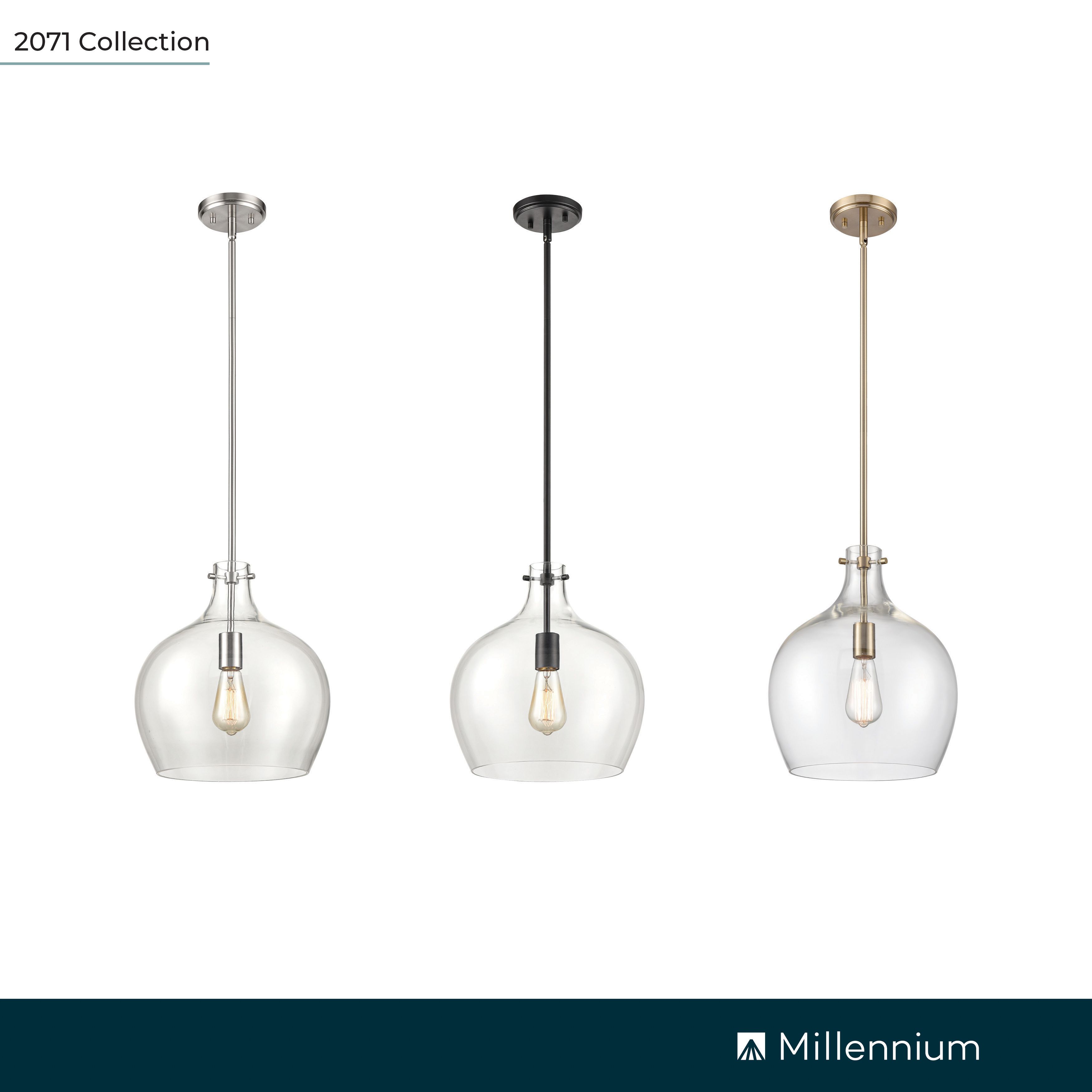 Millennium 1-Light 13" Modern Gold Pendant with Glass Shade
