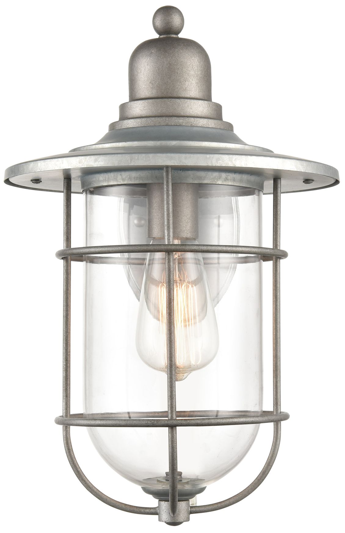 Millennium 1-Light 15.75" Galvanized Outdoor Wall Sconce with Glass Shade