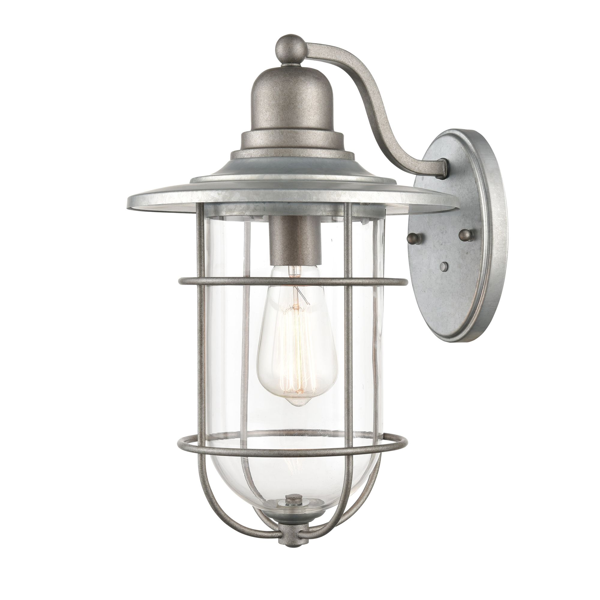 Image 2 Millennium 1-Light 15.75" Galvanized Outdoor Wall Sconce with Glass Shade more views