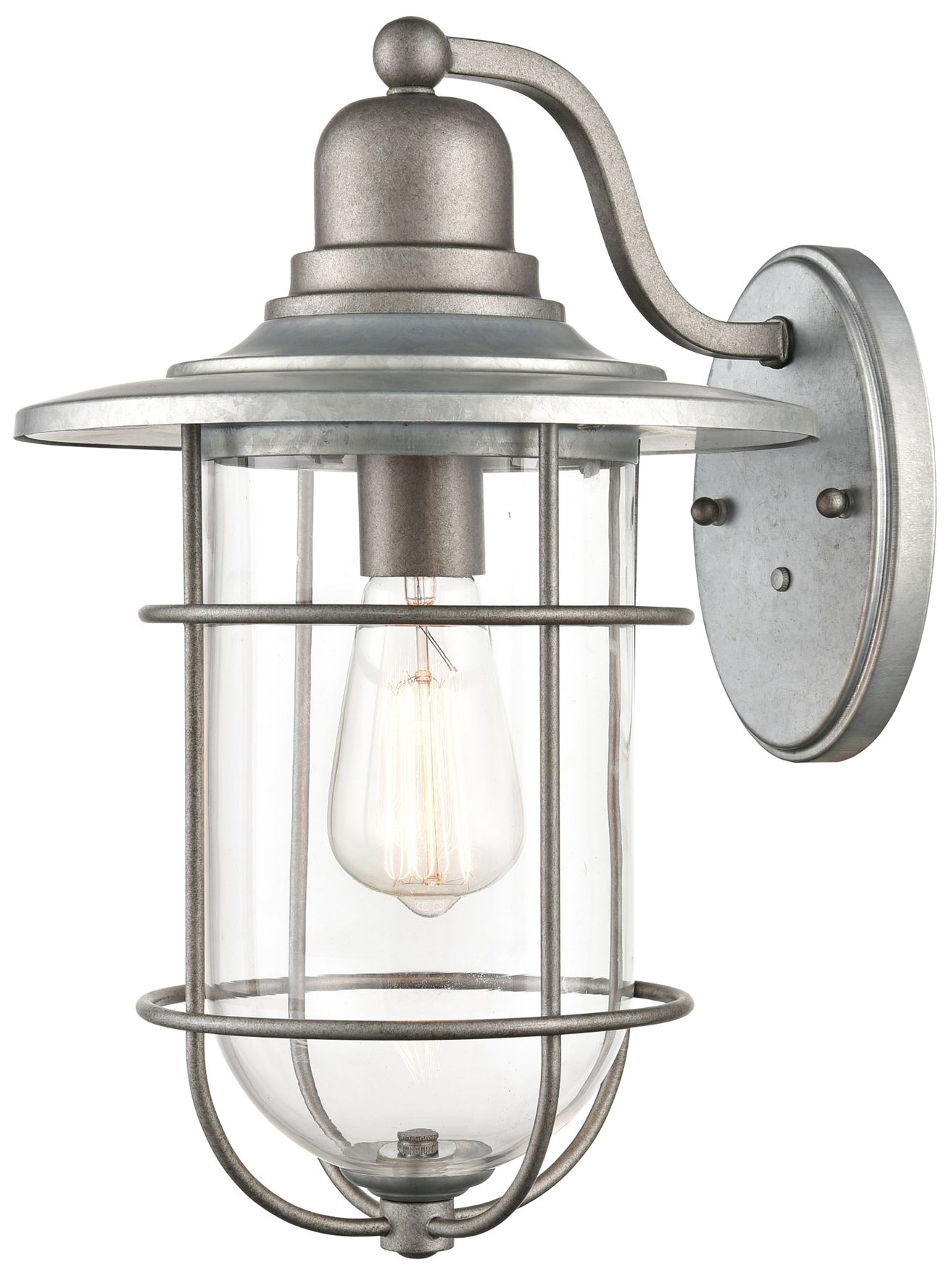 Image 3 Millennium 1-Light 15.75" Galvanized Outdoor Wall Sconce with Glass Shade more views