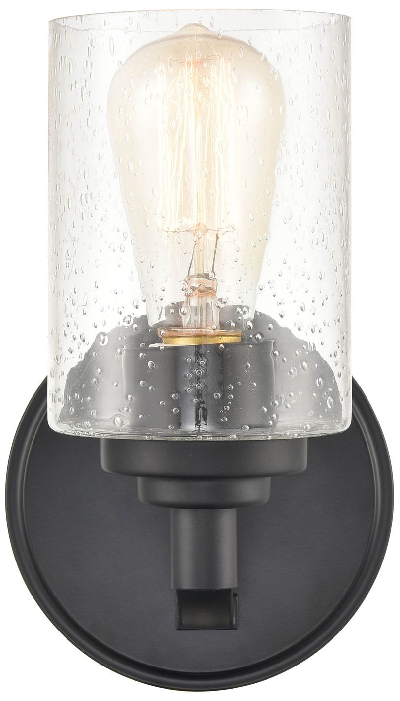 Thumbnail1 of Millennium 1-Light 4.38" Matte Black Wall Sconce with Glass Shade