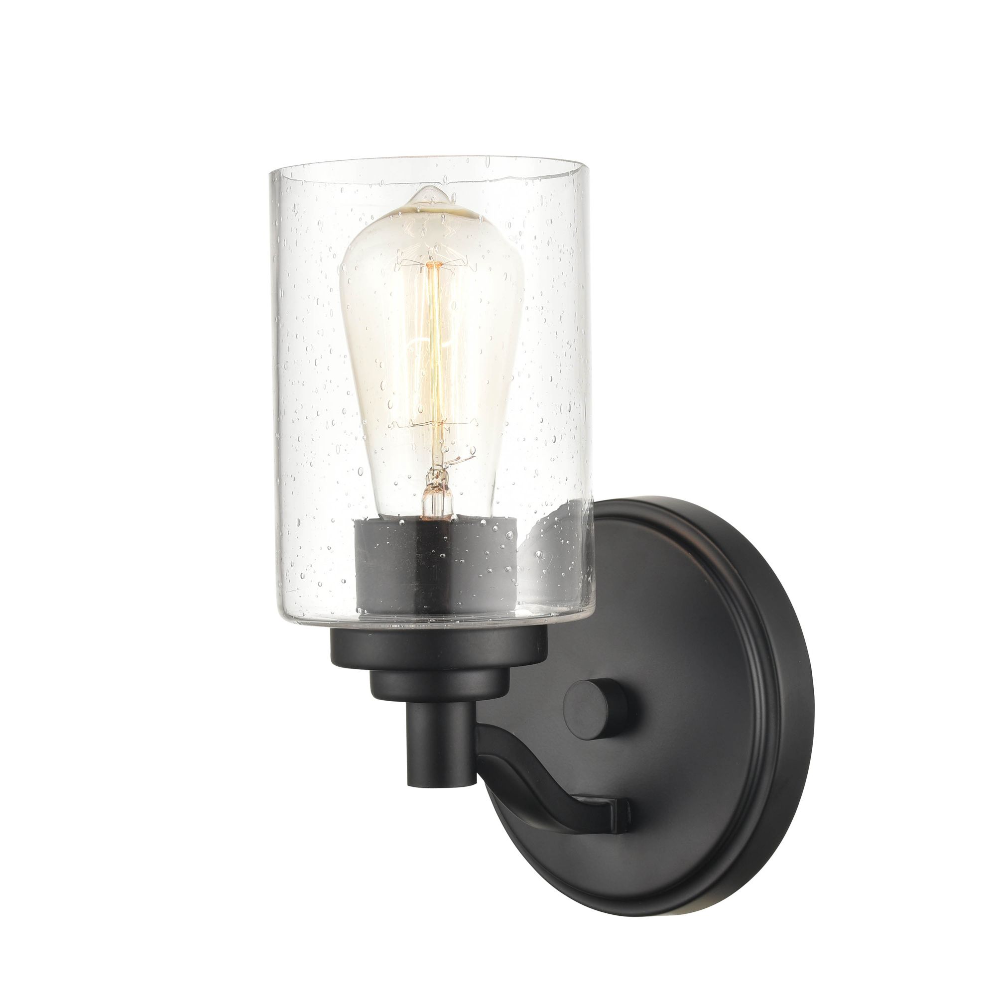 Thumbnail2 of Millennium 1-Light 4.38" Matte Black Wall Sconce with Glass Shade more views