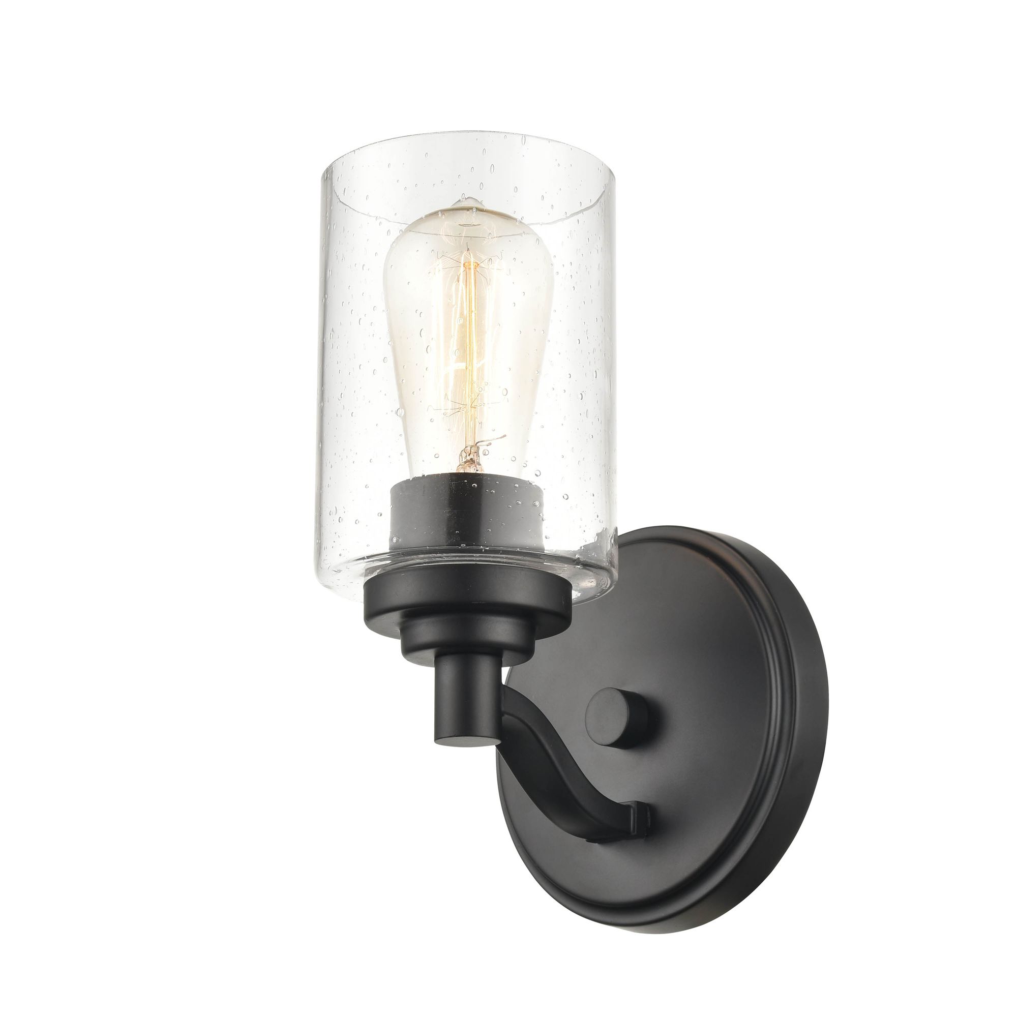 Thumbnail3 of Millennium 1-Light 4.38" Matte Black Wall Sconce with Glass Shade more views