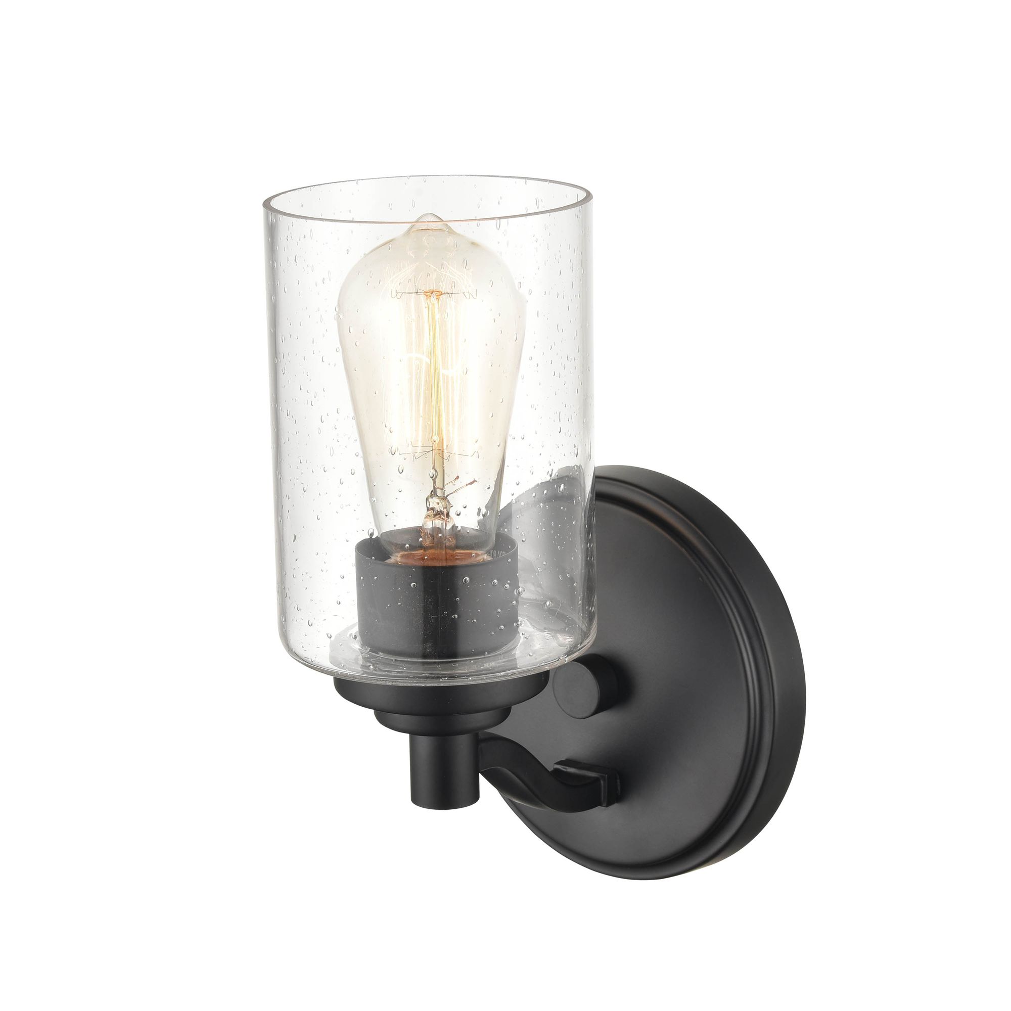 Thumbnail4 of Millennium 1-Light 4.38" Matte Black Wall Sconce with Glass Shade more views