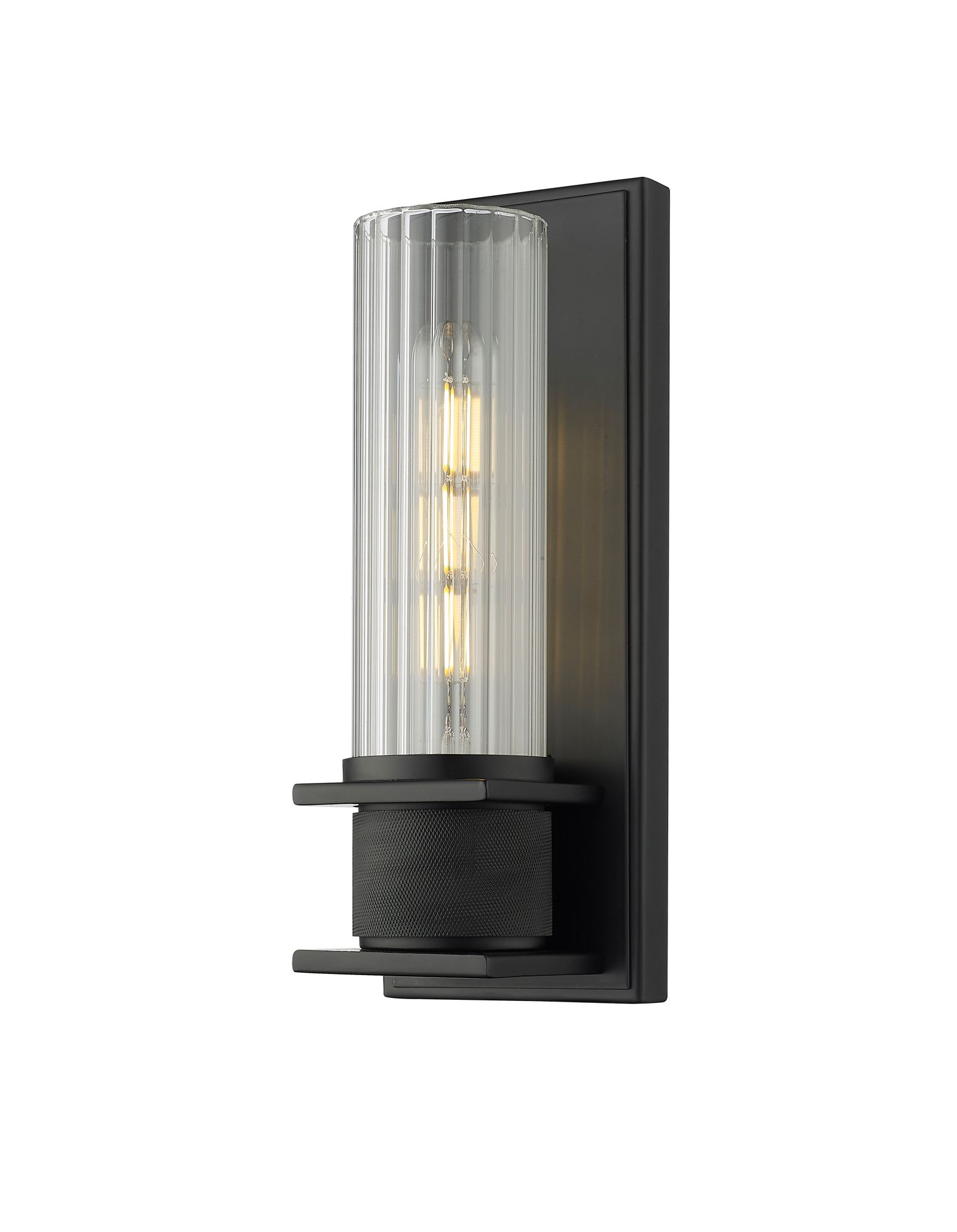 Image 2 Millennium 1-Light 4.5" Matte Black Wall Sconce with Glass Shade more views