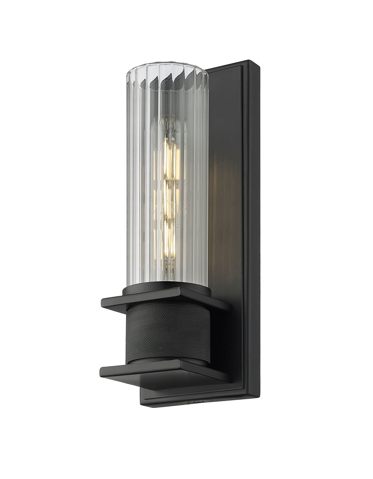 Image 3 Millennium 1-Light 4.5" Matte Black Wall Sconce with Glass Shade more views