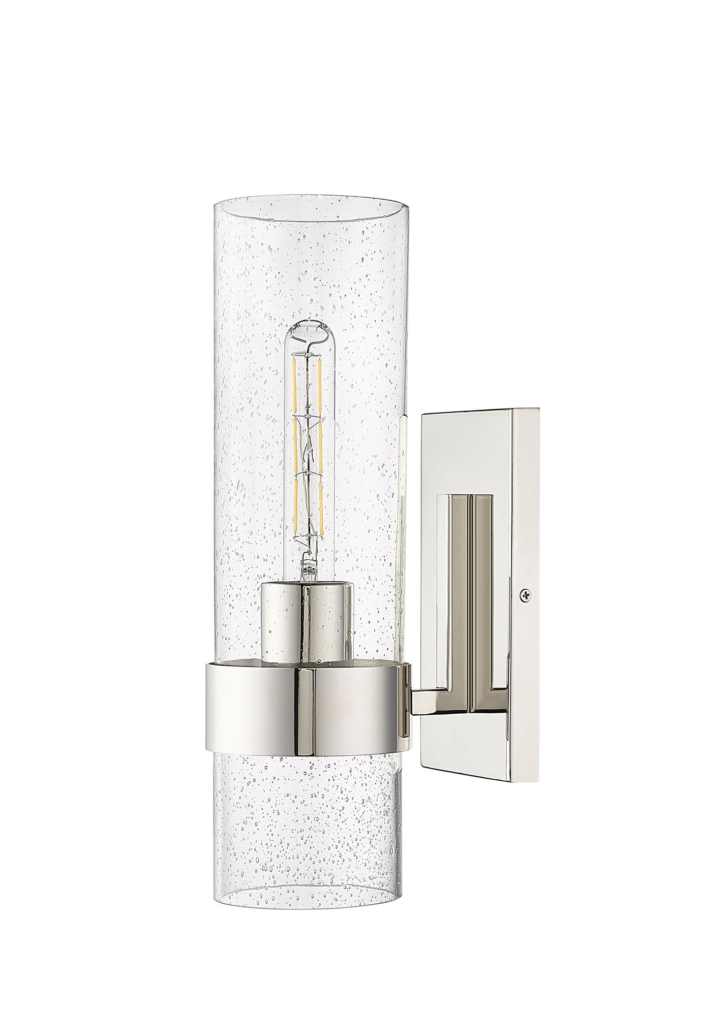 Image 2 Millennium 1-Light 4.75" Polished Nickel Wall Sconce with Glass Shade more views