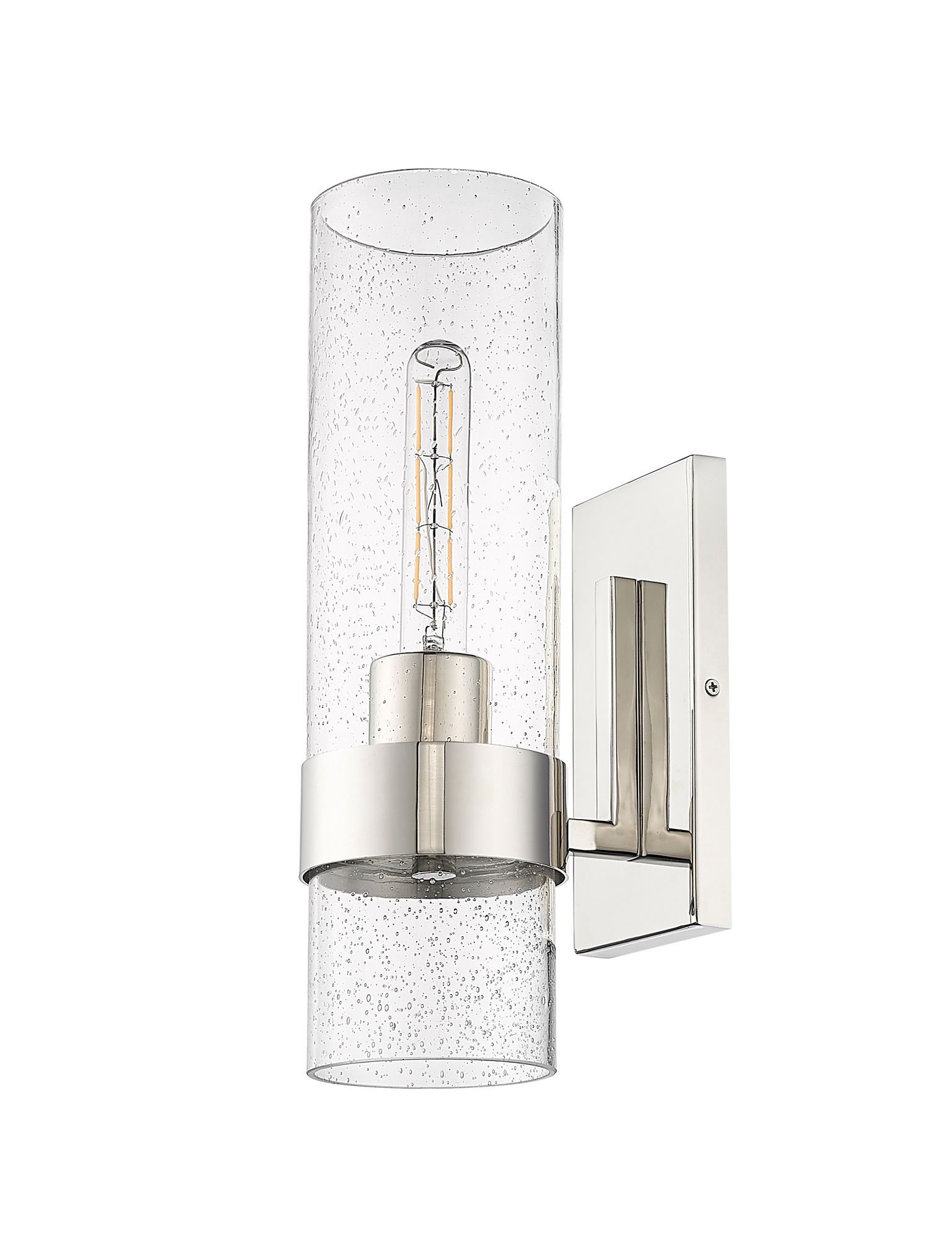 Image 3 Millennium 1-Light 4.75" Polished Nickel Wall Sconce with Glass Shade more views