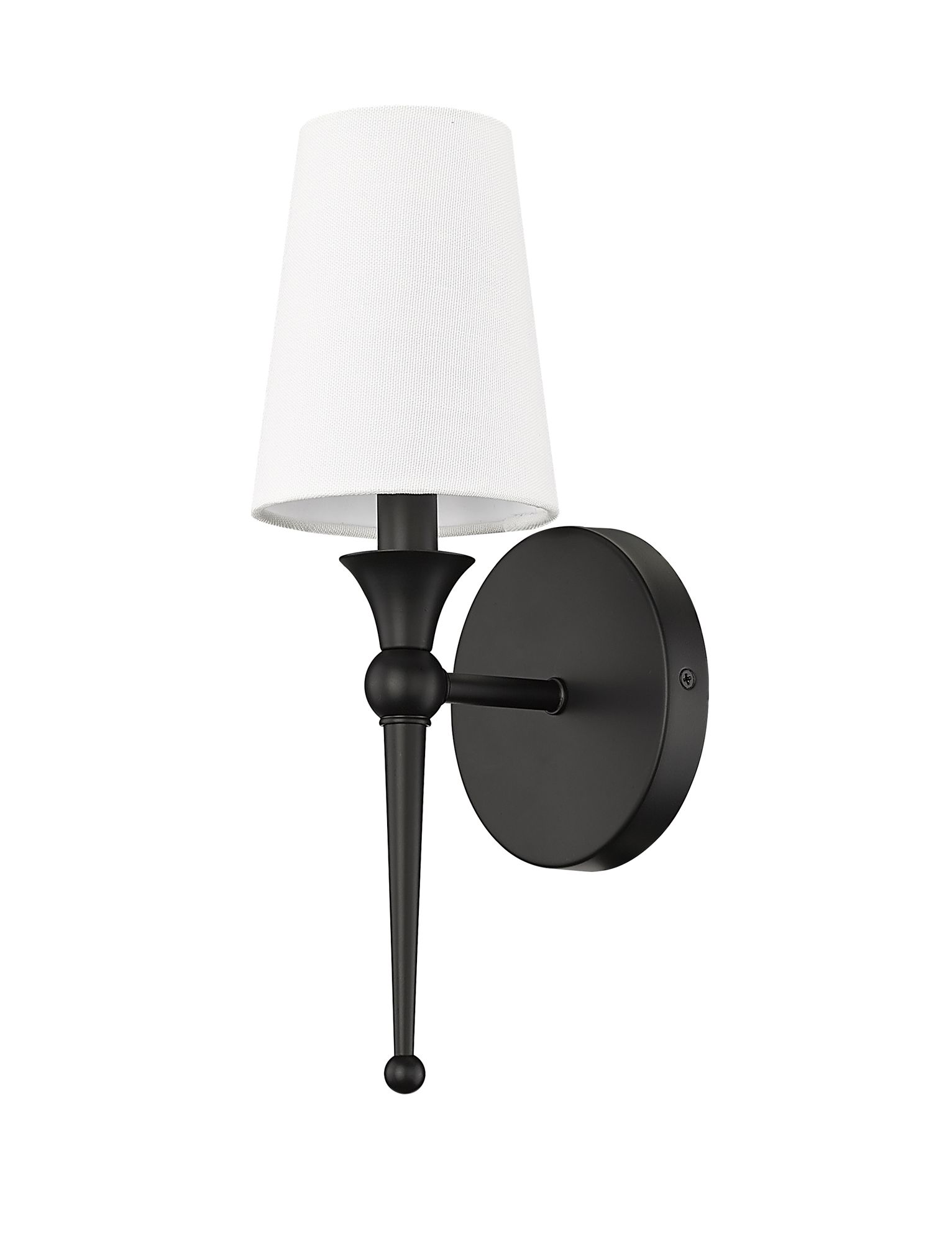 Image 3 Millennium 1-Light 5" Matte Black Wall Sconce with Fabric Shade more views