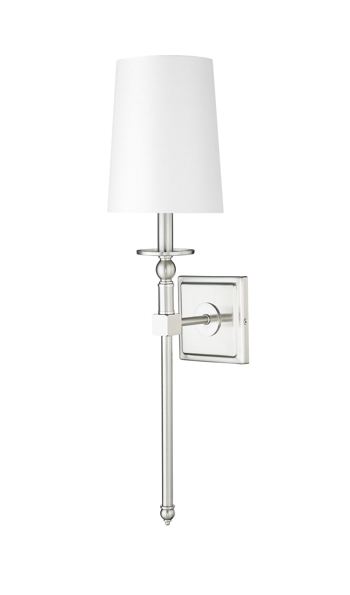 Image 2 Millennium 1-Light 6.5" Brushed Nickel Wall Sconce with White Linen Shade more views