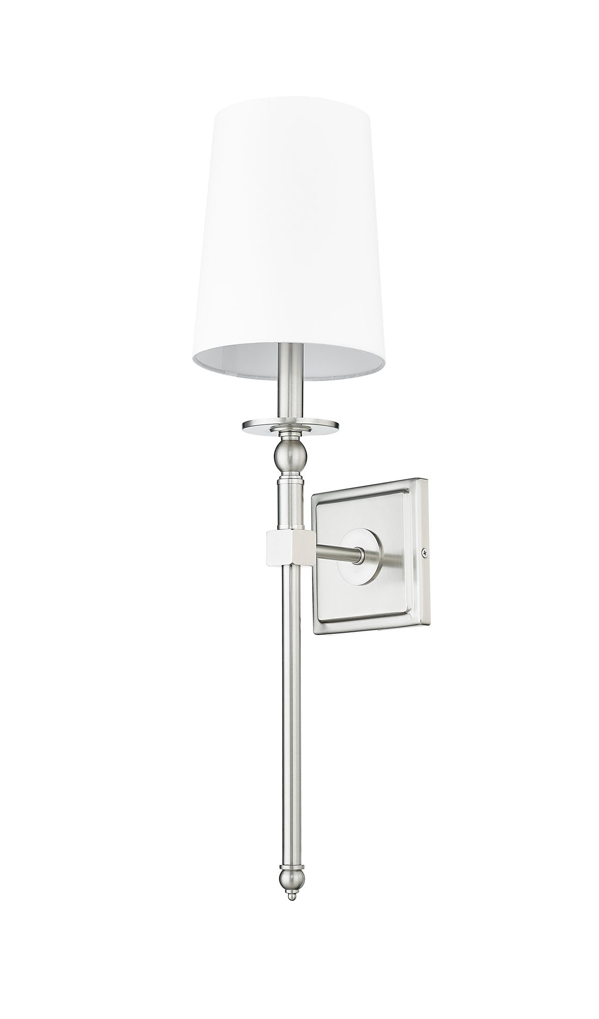 Image 3 Millennium 1-Light 6.5" Brushed Nickel Wall Sconce with White Linen Shade more views