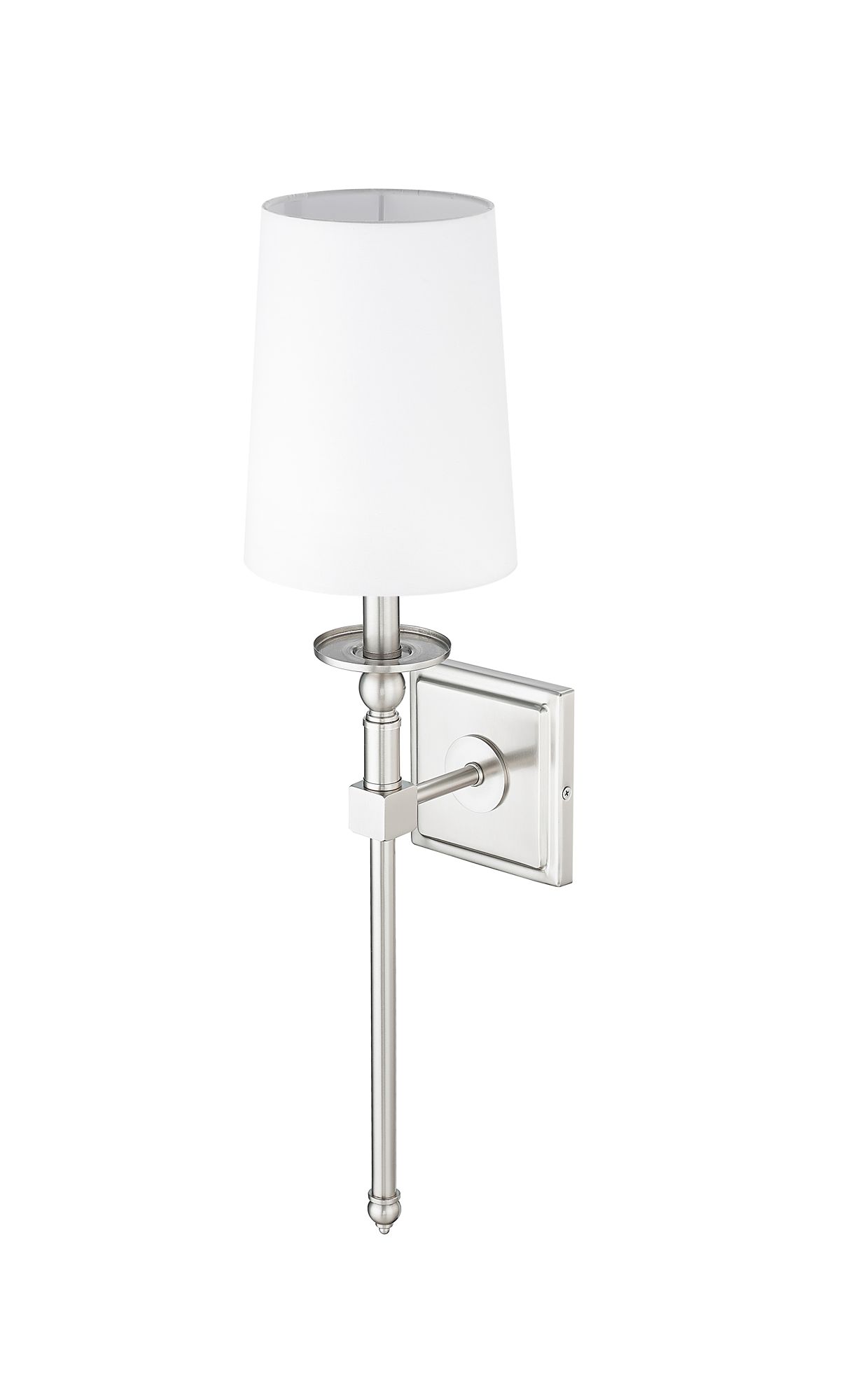 Image 4 Millennium 1-Light 6.5" Brushed Nickel Wall Sconce with White Linen Shade more views