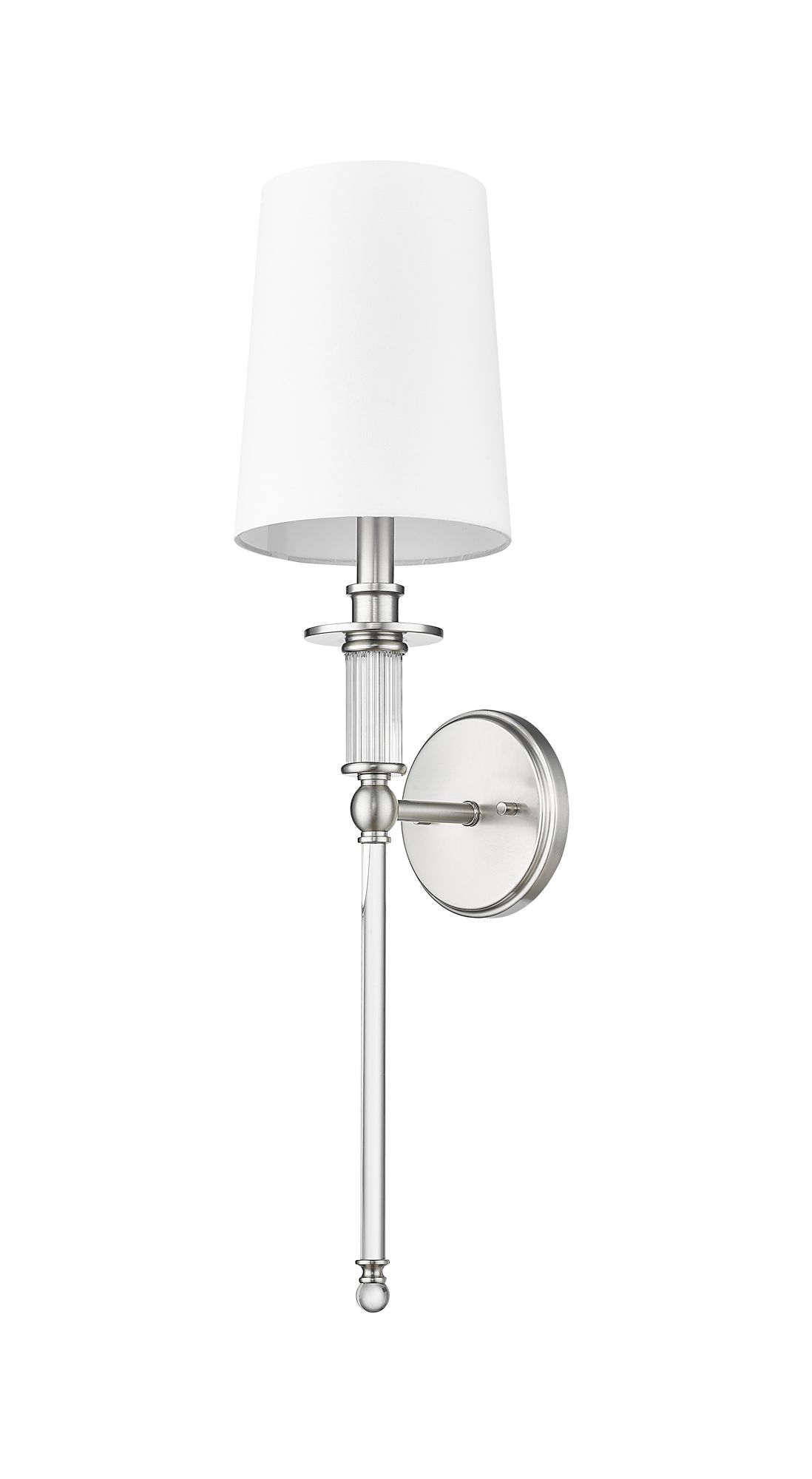 Image 3 Millennium 1-Light 6.5" Brushed Nickel Wall Sconce with White Linen Sh more views