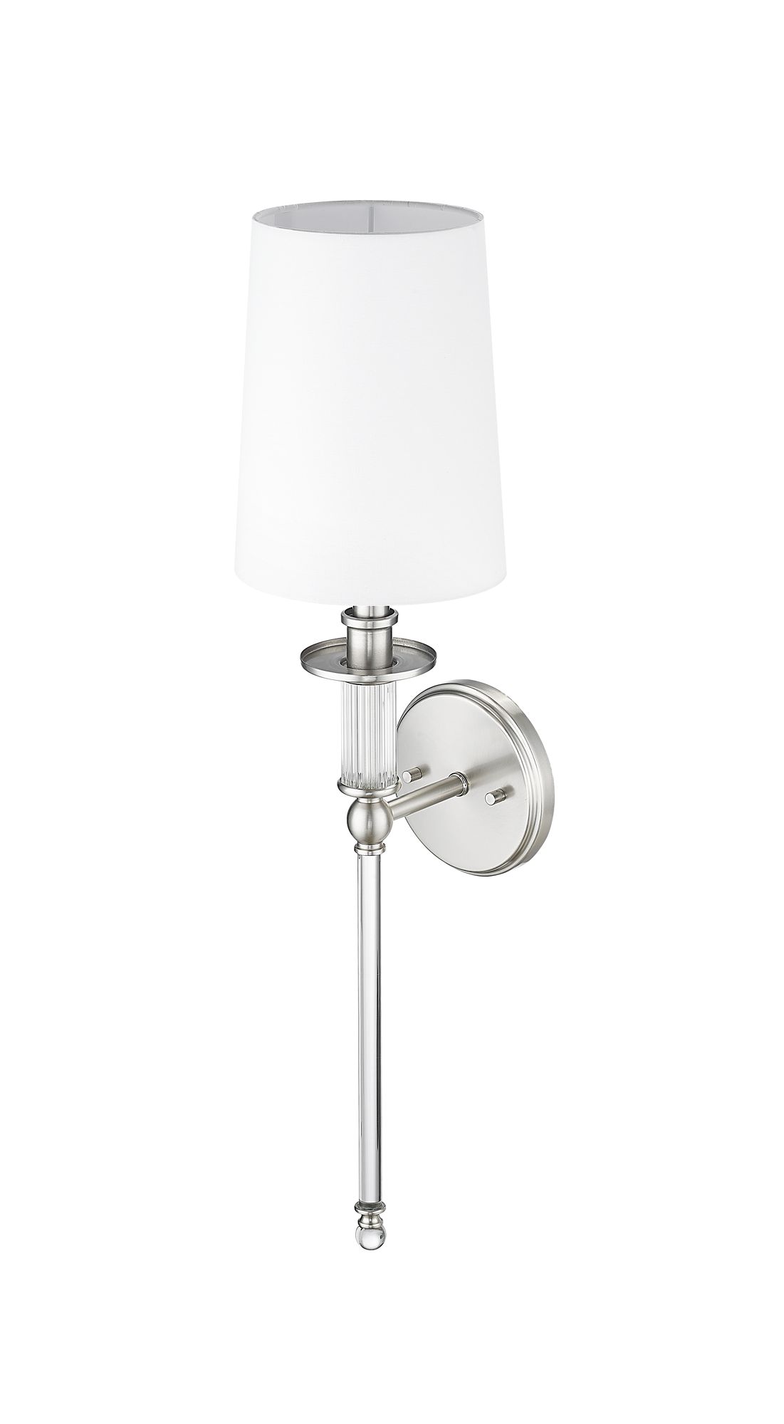 Image 4 Millennium 1-Light 6.5" Brushed Nickel Wall Sconce with White Linen Sh more views