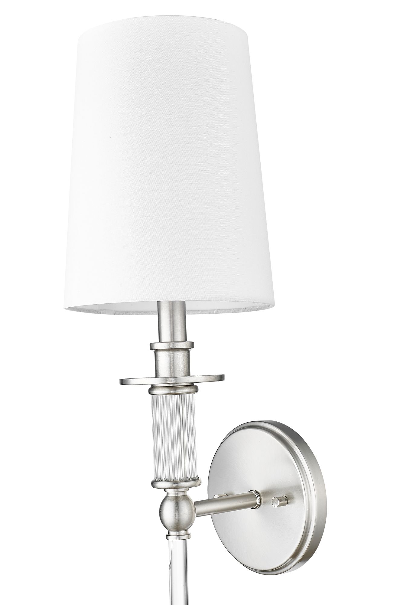Image 5 Millennium 1-Light 6.5" Brushed Nickel Wall Sconce with White Linen Sh more views