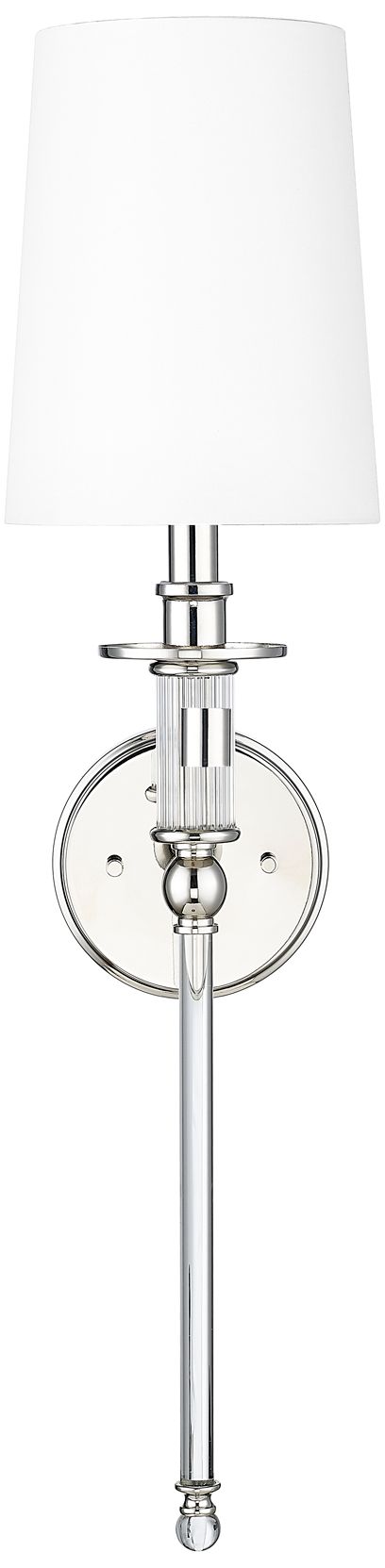 Image 2 Millennium 1-Light 6.5" Polished Nickel Wall Sconce with White Linen S