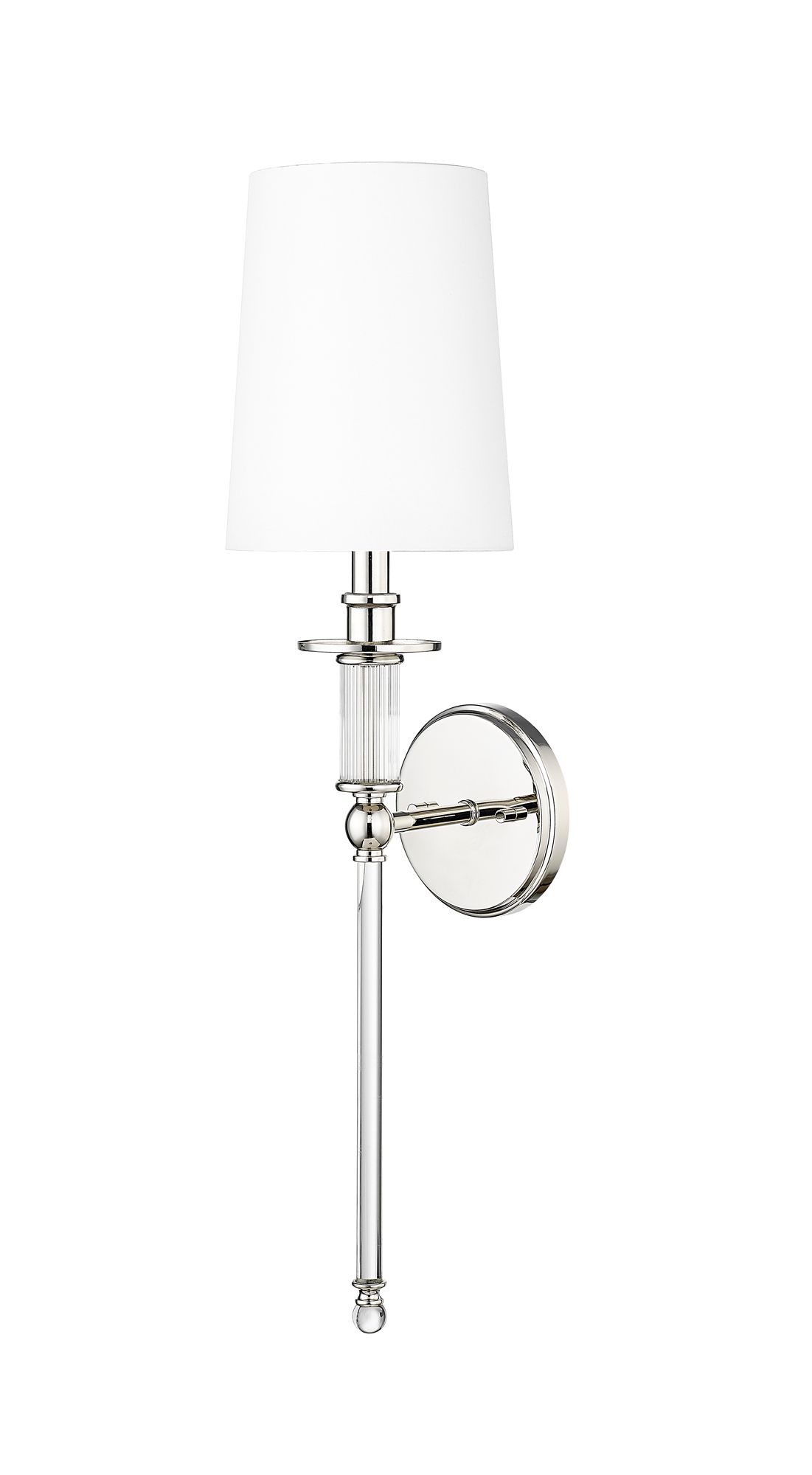 Image 3 Millennium 1-Light 6.5" Polished Nickel Wall Sconce with White Linen S more views