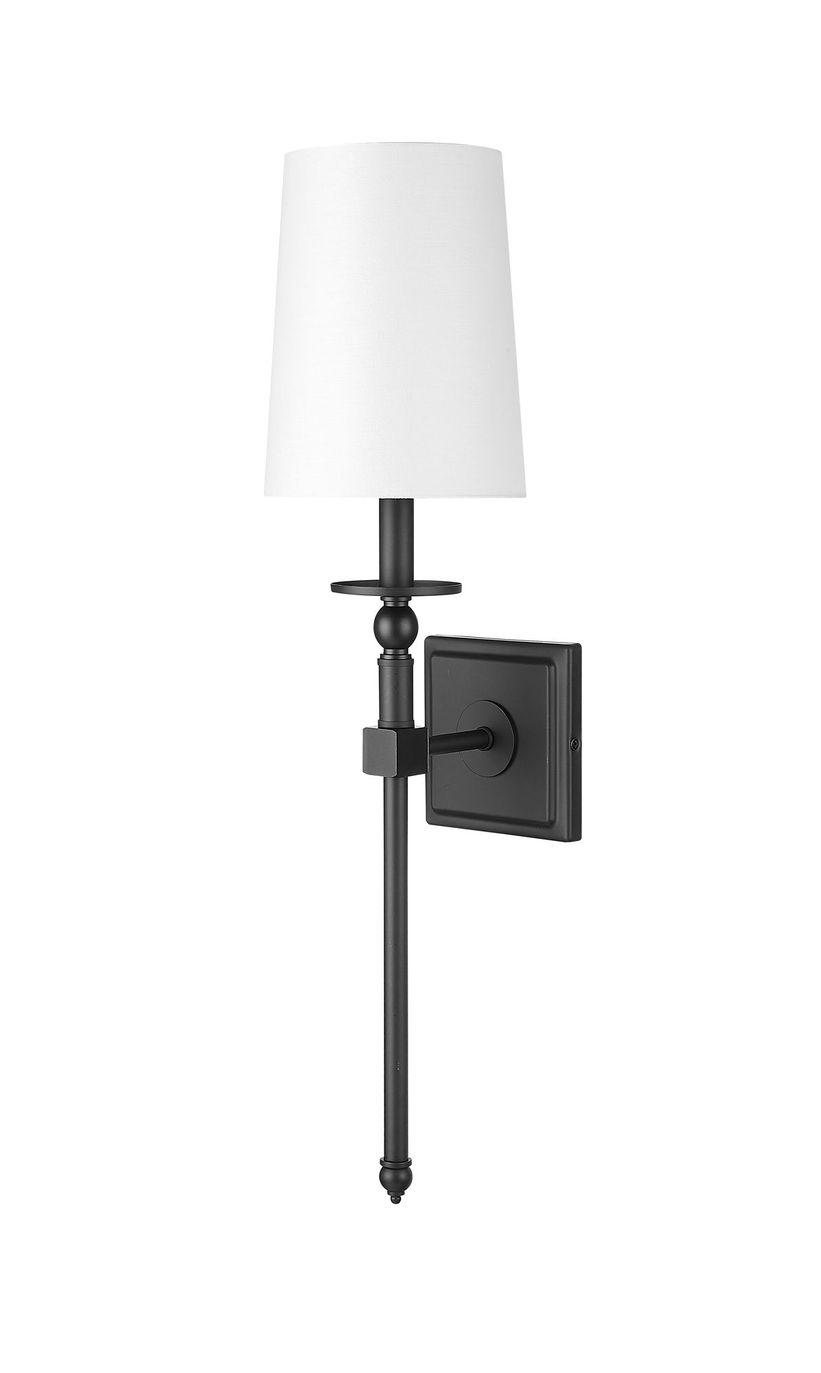 Image 3 Millennium 1-Light 6.5" Matte Black Wall Sconce with White Linen Shade more views