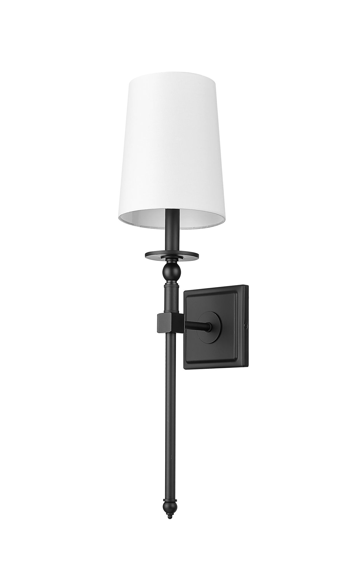 Image 4 Millennium 1-Light 6.5" Matte Black Wall Sconce with White Linen Shade more views