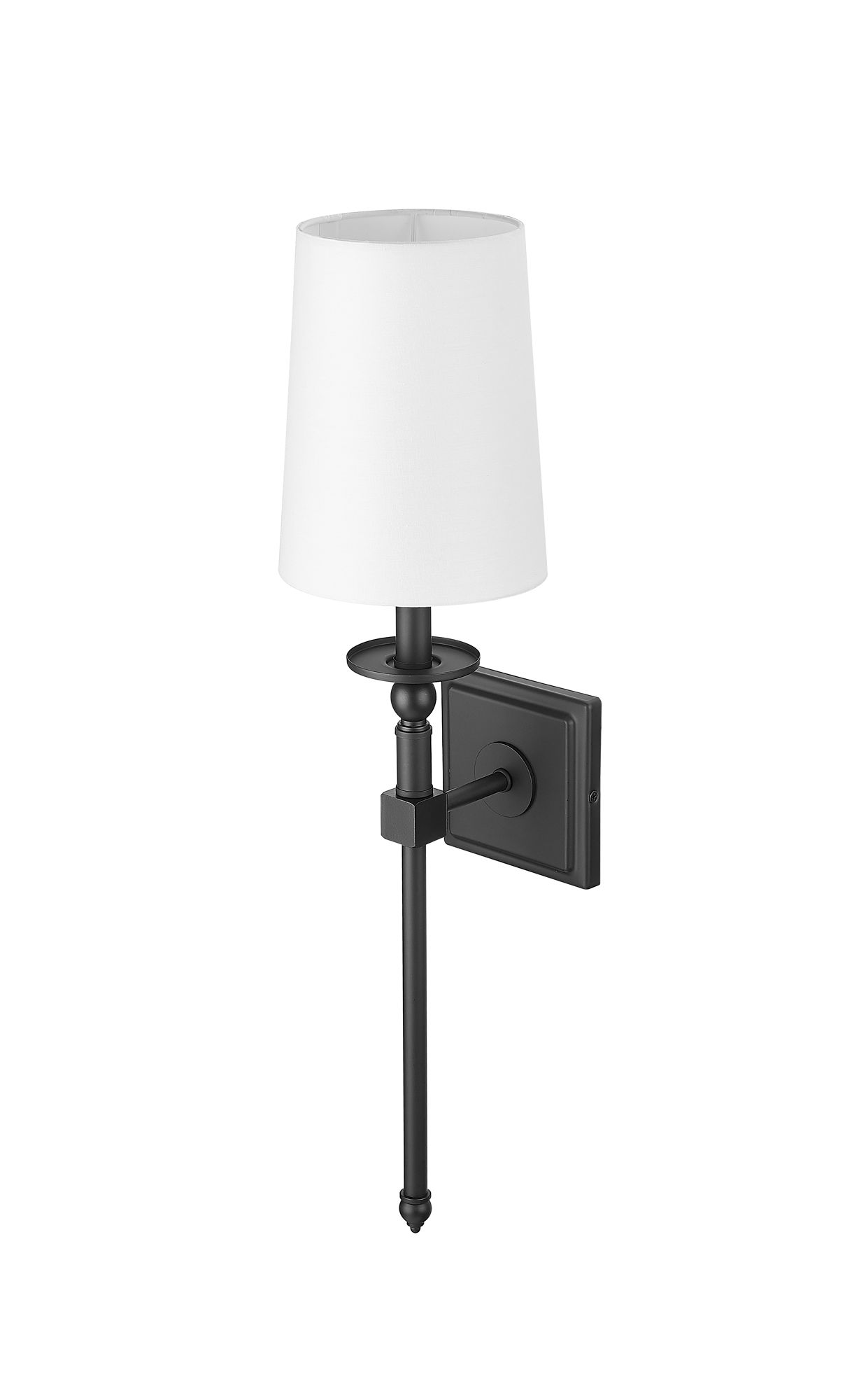 Image 5 Millennium 1-Light 6.5" Matte Black Wall Sconce with White Linen Shade more views