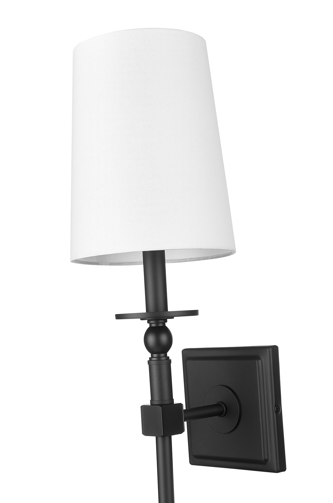 Image 6 Millennium 1-Light 6.5" Matte Black Wall Sconce with White Linen Shade more views