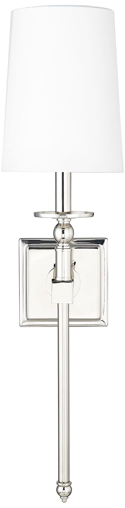 Millennium 1-Light 6.5" Polished Nickel Wall Sconce with White Linen Shade