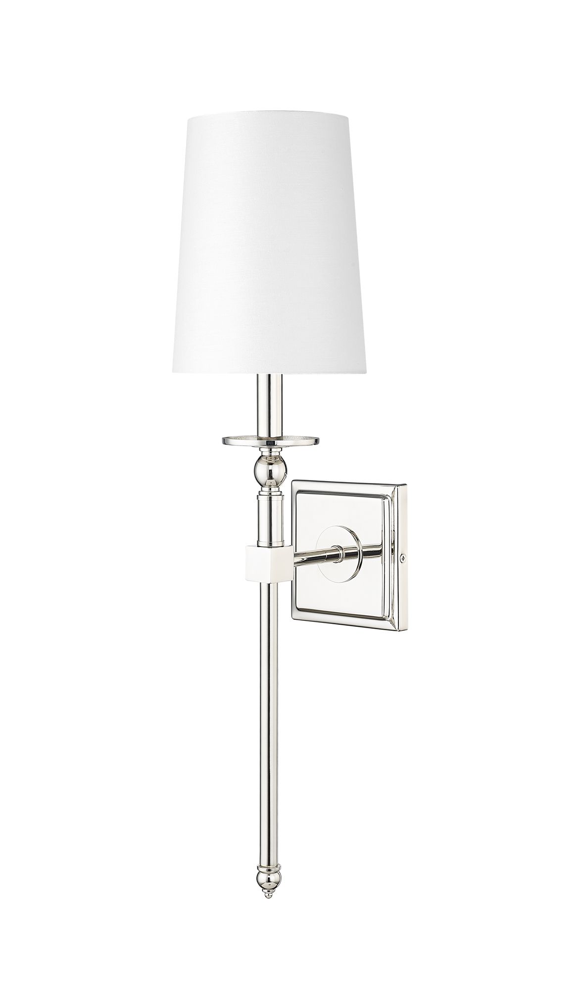 Image 2 Millennium 1-Light 6.5" Polished Nickel Wall Sconce with White Linen Shade more views