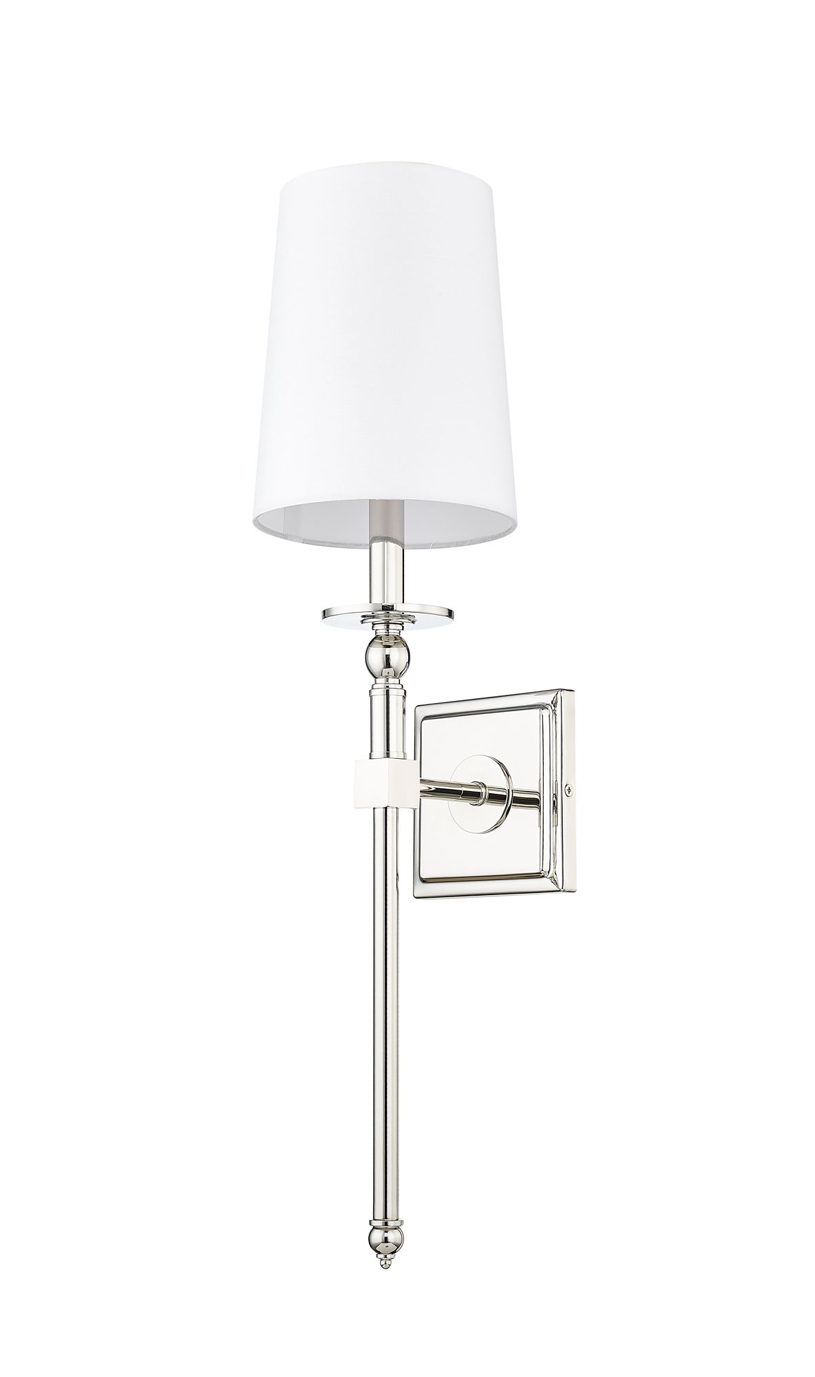 Image 3 Millennium 1-Light 6.5" Polished Nickel Wall Sconce with White Linen Shade more views