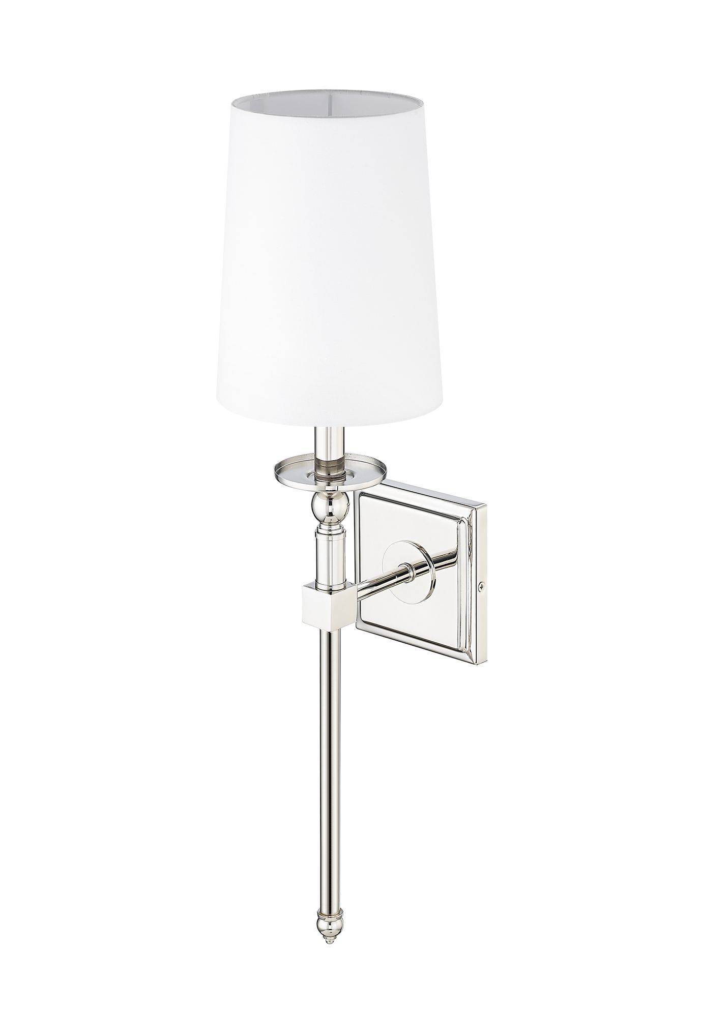 Image 4 Millennium 1-Light 6.5" Polished Nickel Wall Sconce with White Linen Shade more views