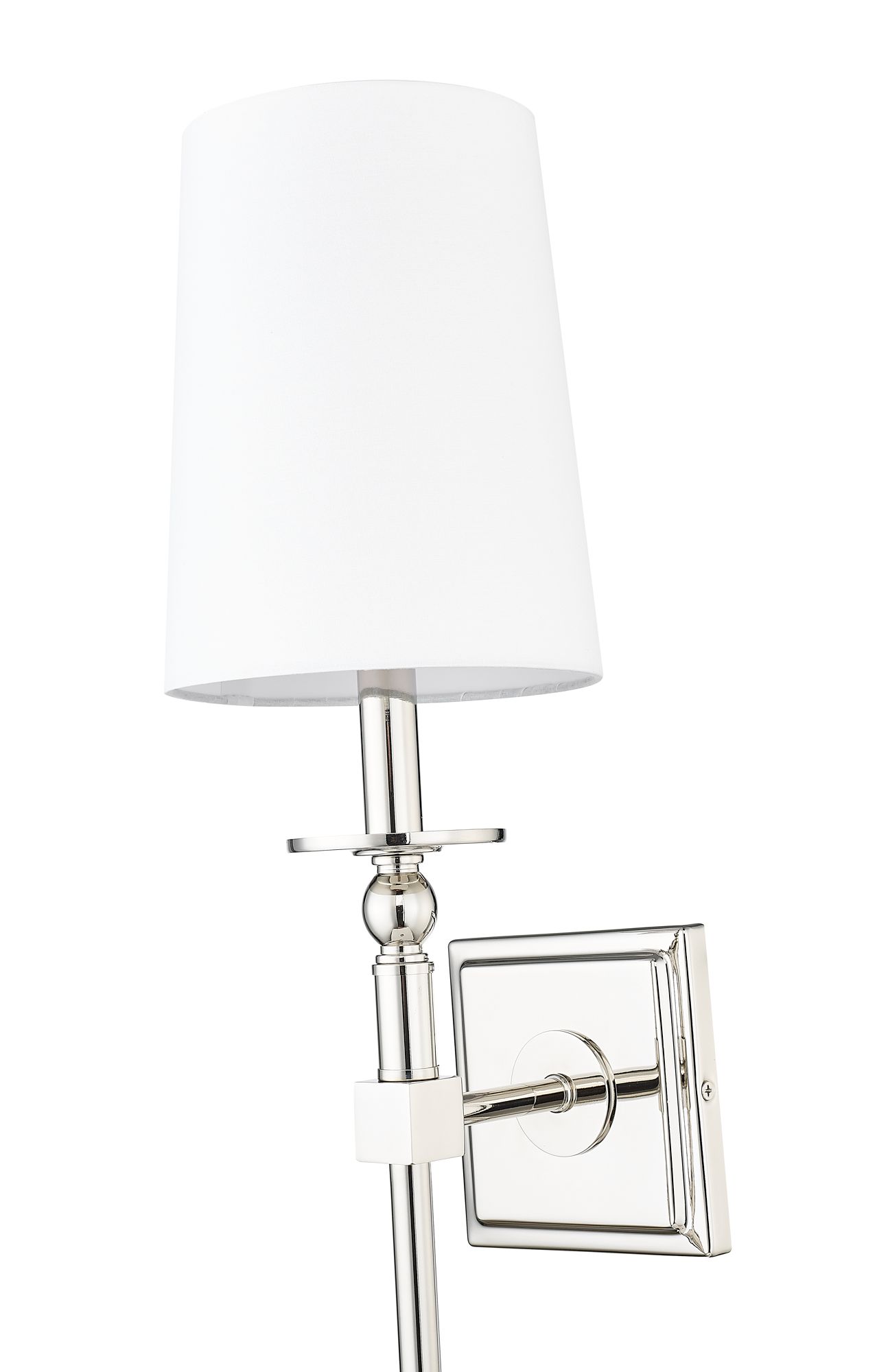Image 5 Millennium 1-Light 6.5" Polished Nickel Wall Sconce with White Linen Shade more views