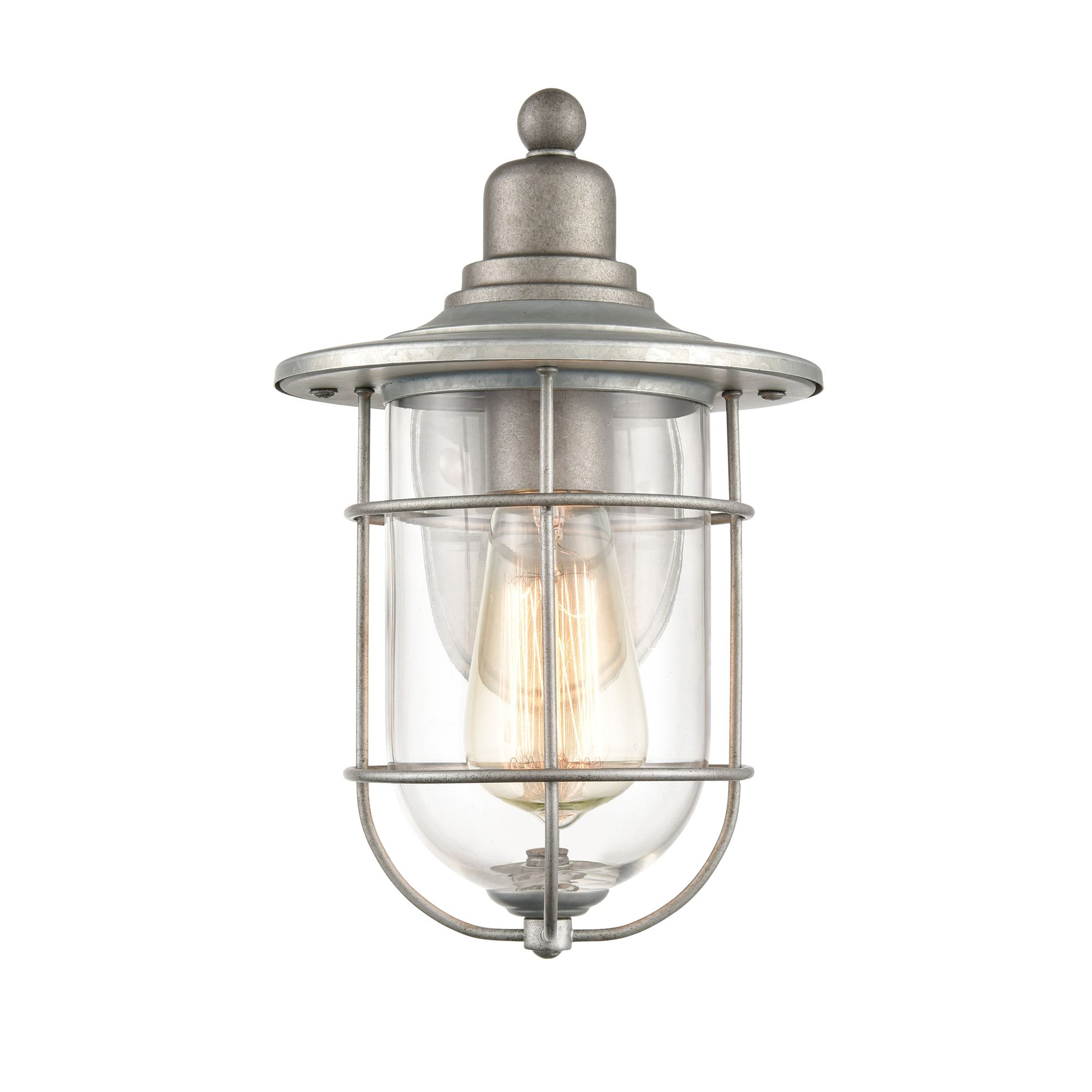 Image 2 Millennium 10.75" Galvanized Outdoor Wall Sconce with Glass Shade more views