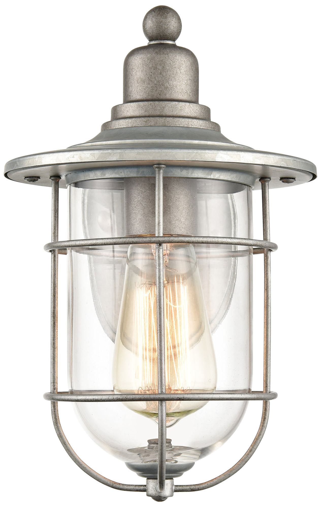 Image 3 Millennium 10.75" Galvanized Outdoor Wall Sconce with Glass Shade more views