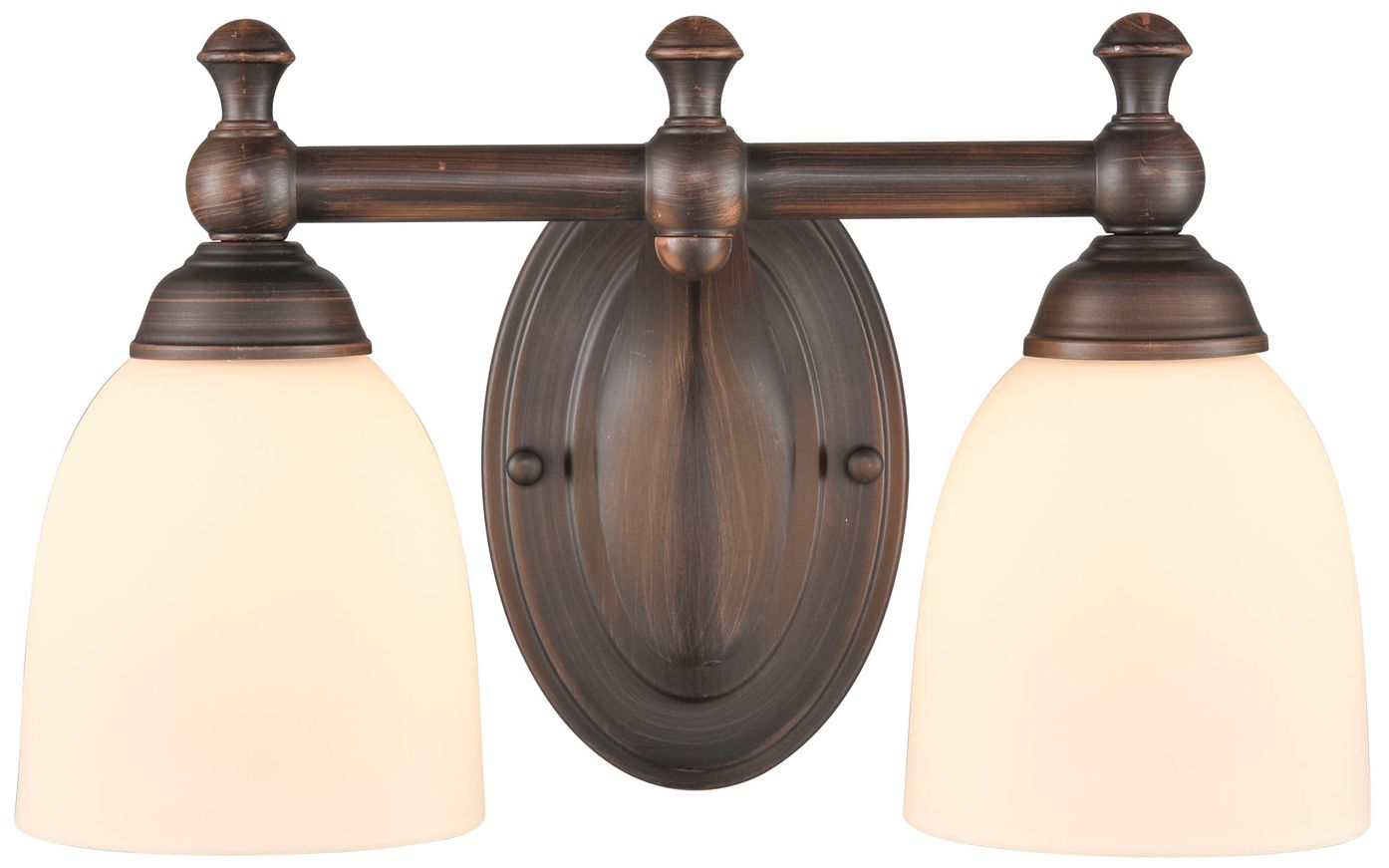 Millennium 2-Light 13.25" Rubbed Bronze Vanity Light with Glass Shade
