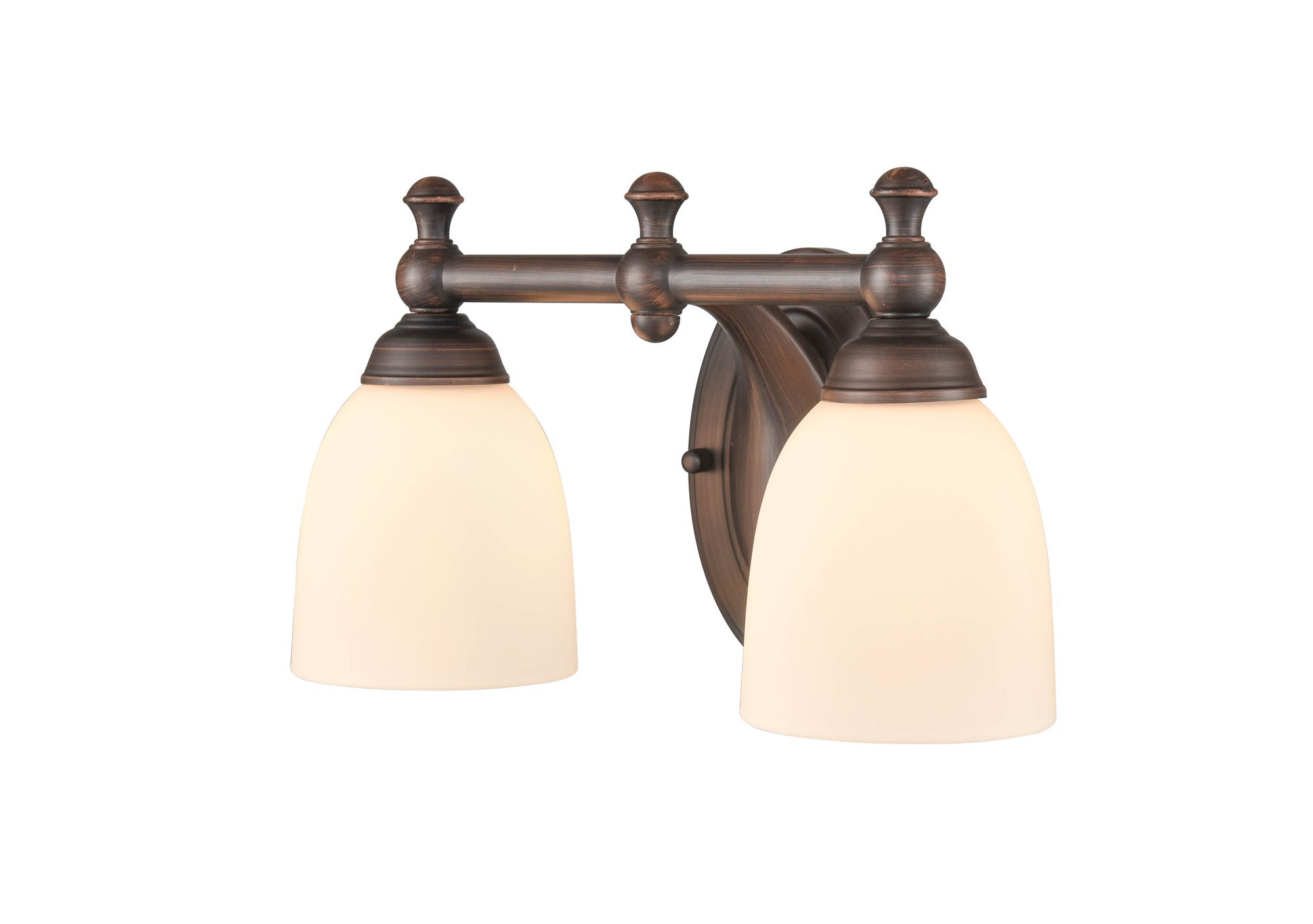 Image 2 Millennium 2-Light 13.25" Rubbed Bronze Vanity Light with Glass Shade more views