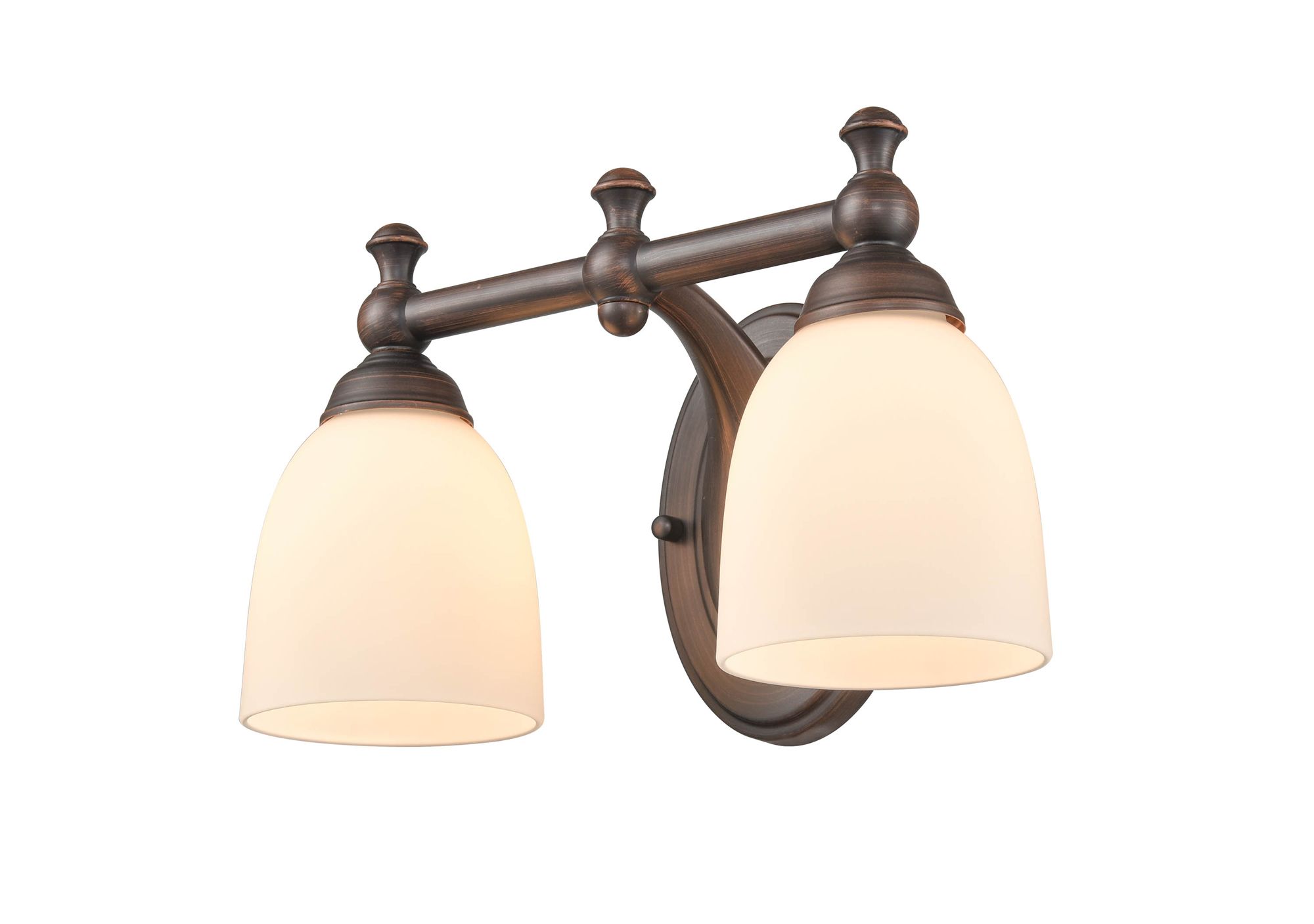 Image 4 Millennium 2-Light 13.25" Rubbed Bronze Vanity Light with Glass Shade more views