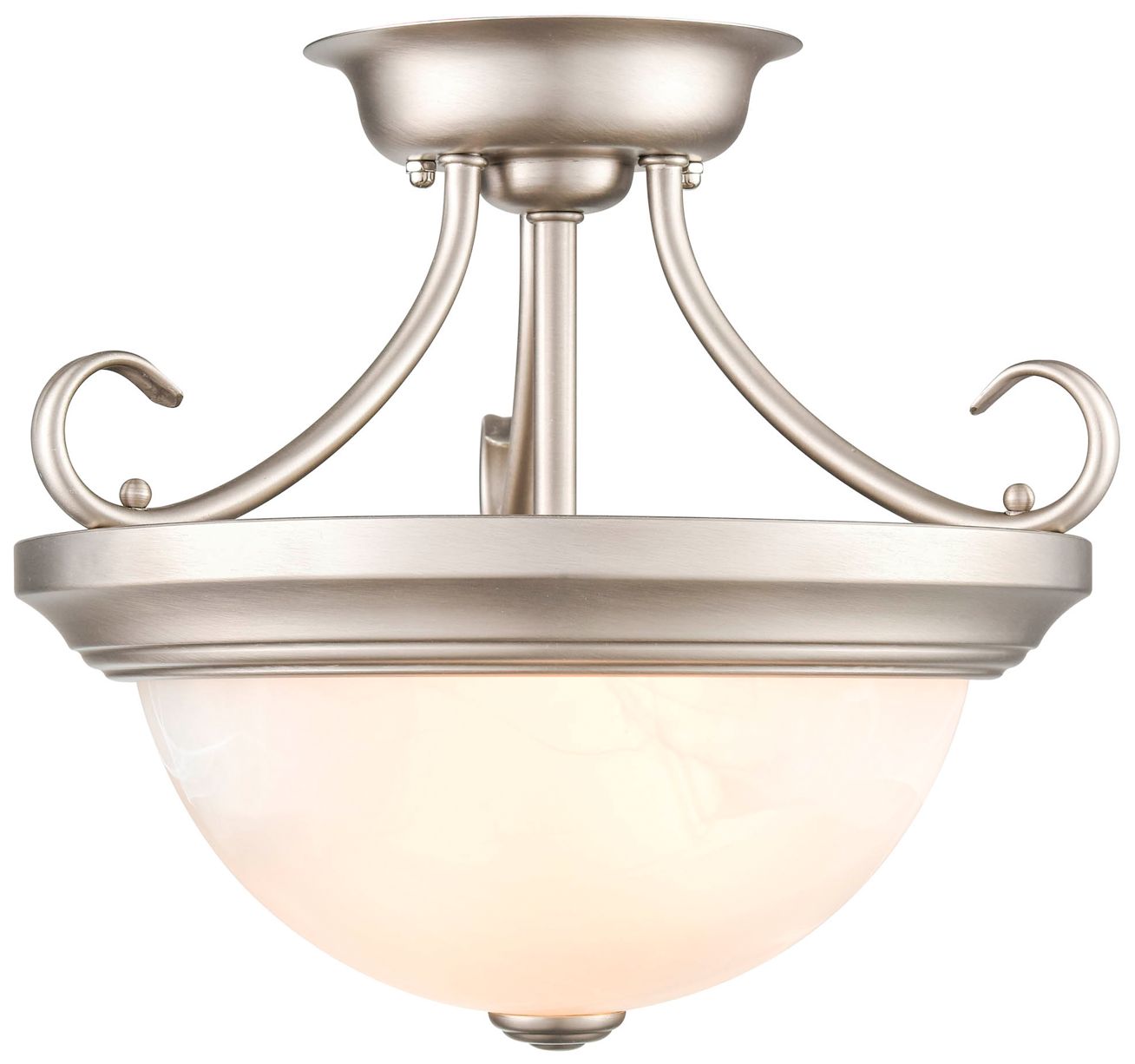 Millennium 2-Light 13" Satin Nickel Semi-Flush with Glass Shade