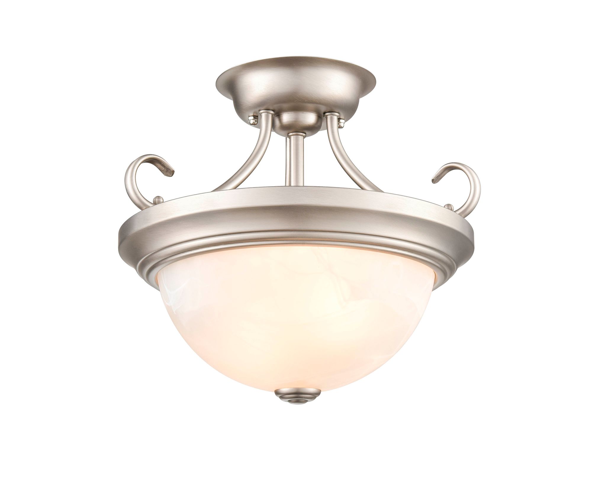 Image 4 Millennium 2-Light 13" Satin Nickel Semi-Flush with Glass Shade more views