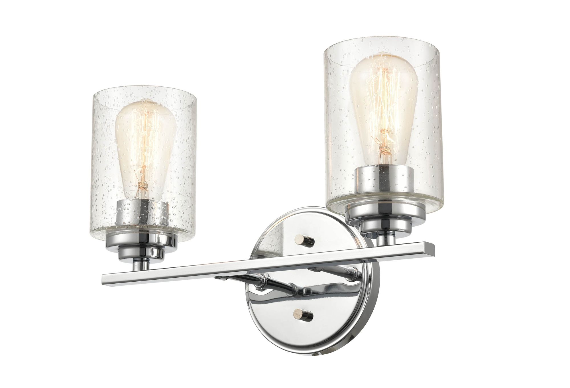 Image 2 Millennium 2-Light 14.25" Chrome Vanity Light with Glass Shade more views