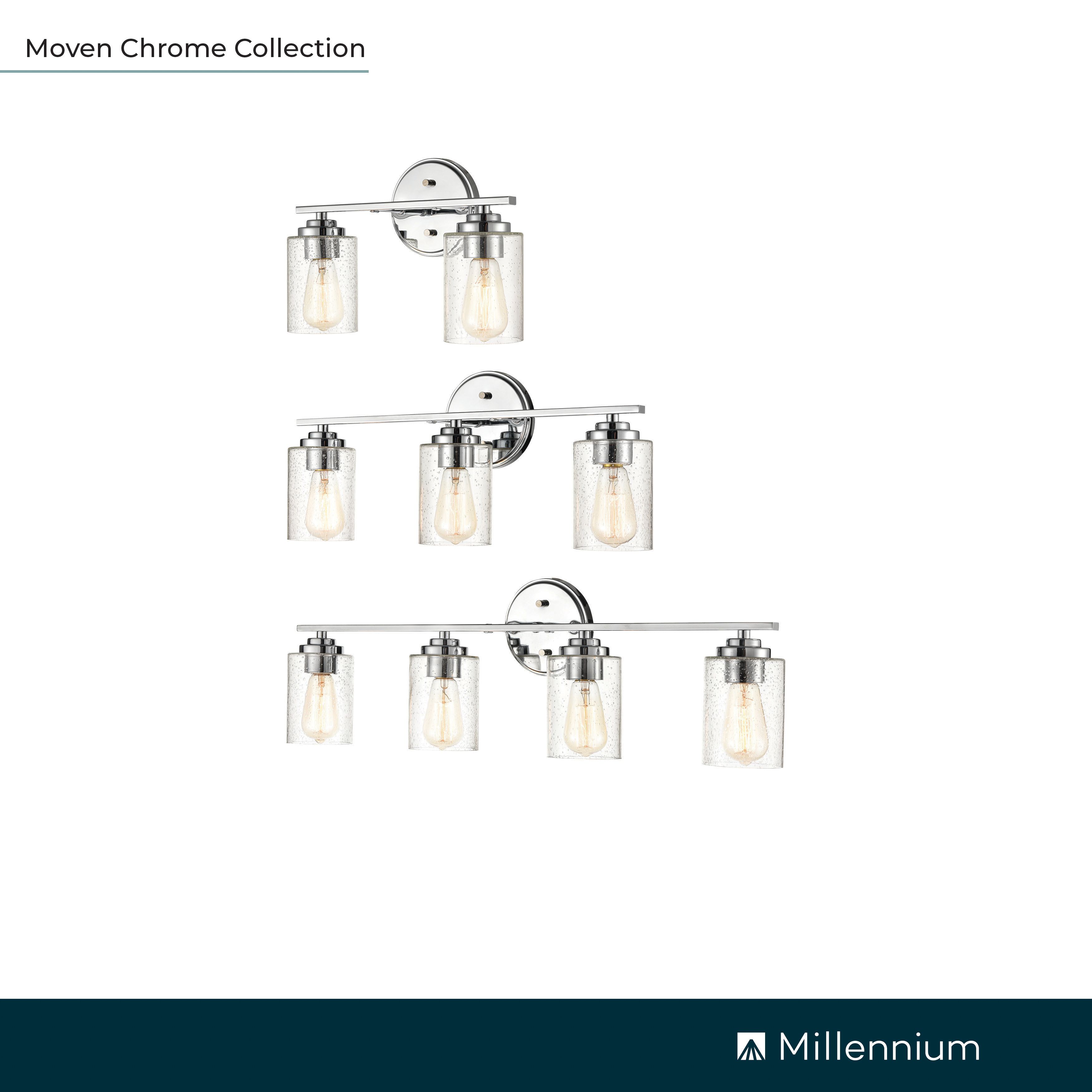Image 7 Millennium 2-Light 14.25" Chrome Vanity Light with Glass Shade more views