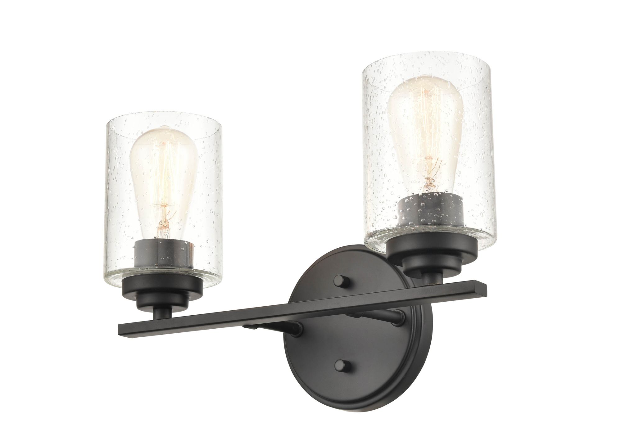 Image 2 Millennium 2-Light 14.25" Matte Black Vanity Light with Glass Shade more views