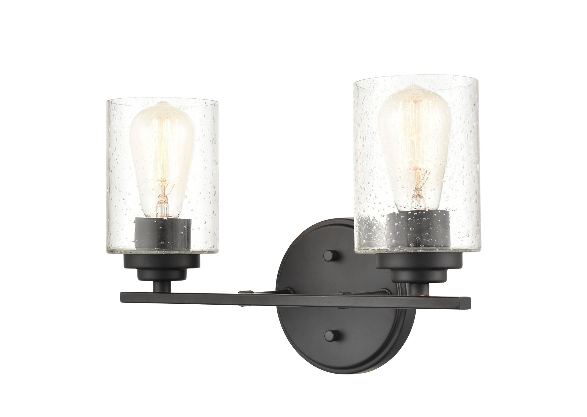 Image 3 Millennium 2-Light 14.25" Matte Black Vanity Light with Glass Shade more views
