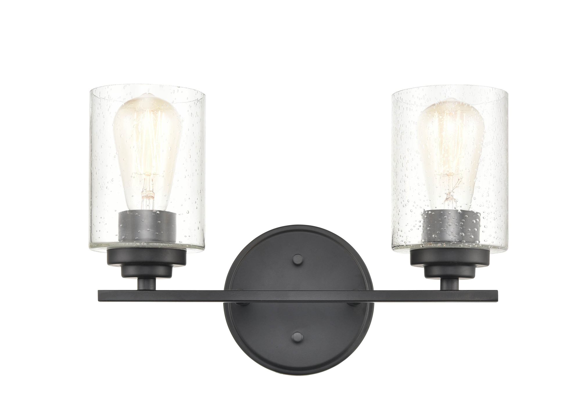 Image 4 Millennium 2-Light 14.25" Matte Black Vanity Light with Glass Shade more views